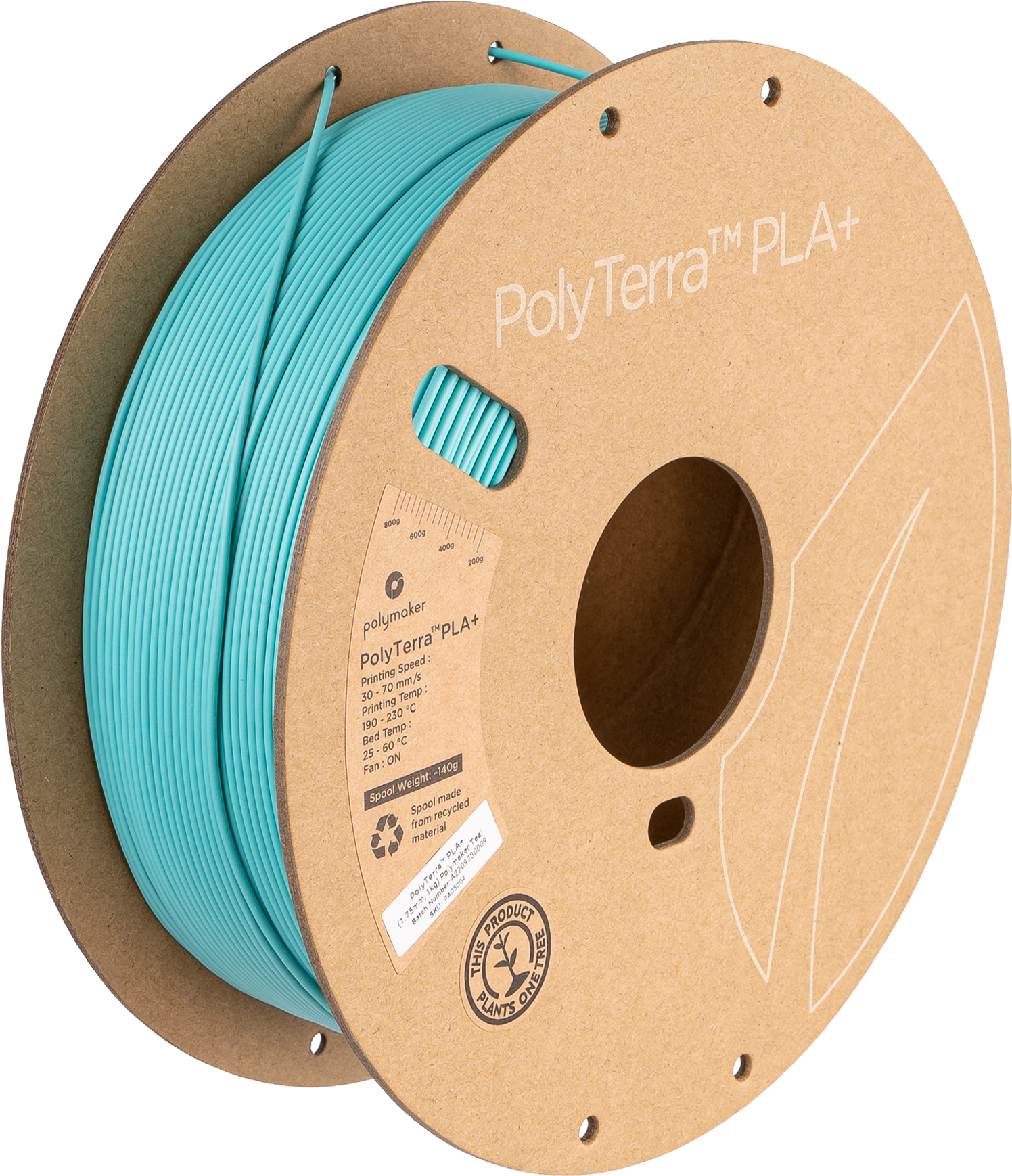 PLA+ filamenttekercs, szatén türkiz, Polymaker, 1,75 mm
