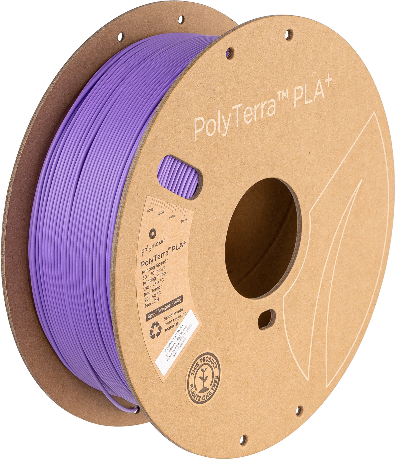 PLA+ filamenttekercs, szatén lila, Polymaker, 1,75 mm
