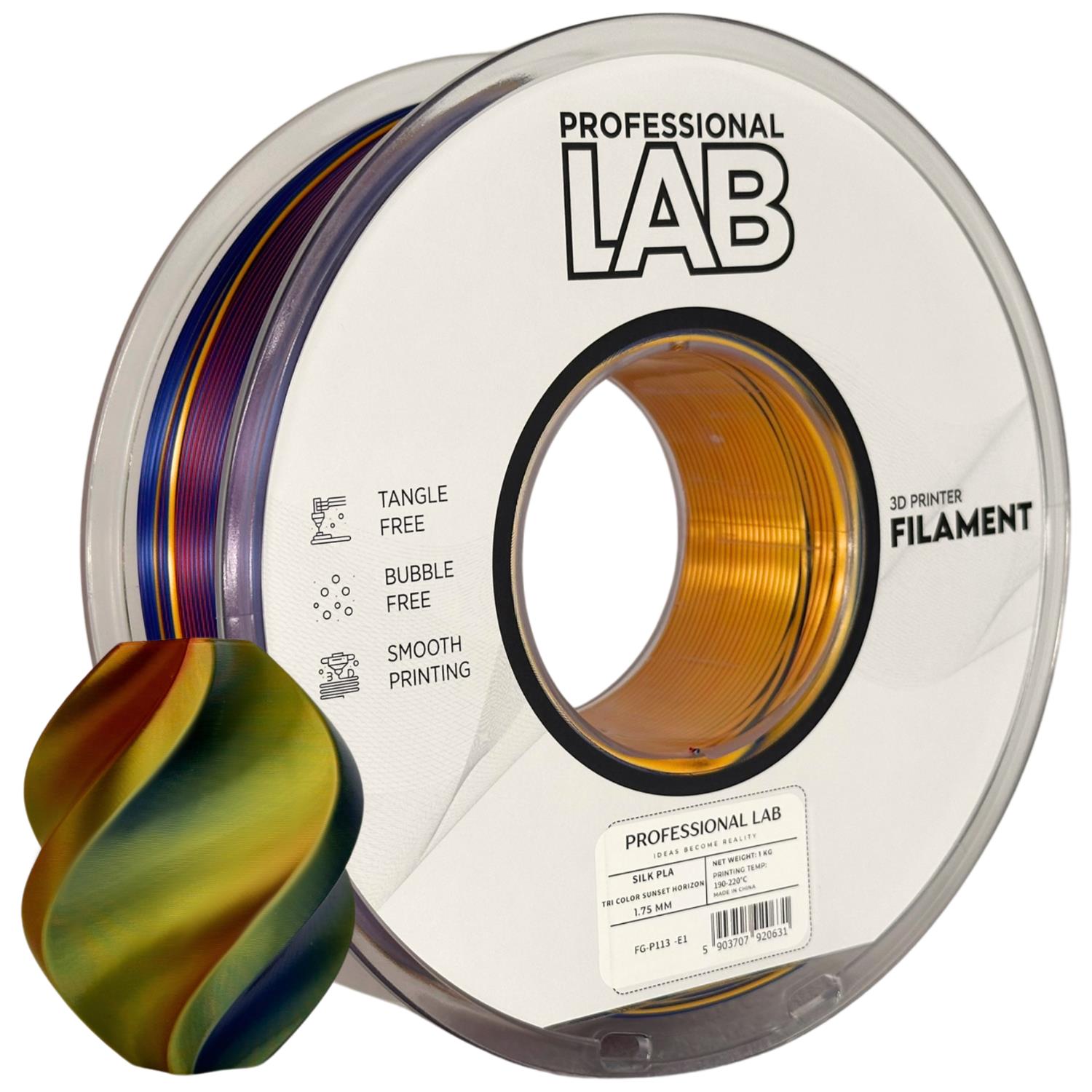 Silk PLA filamenttekercs, Tri Color Sunset Horizon, Prof. Lab, 1,75 mm