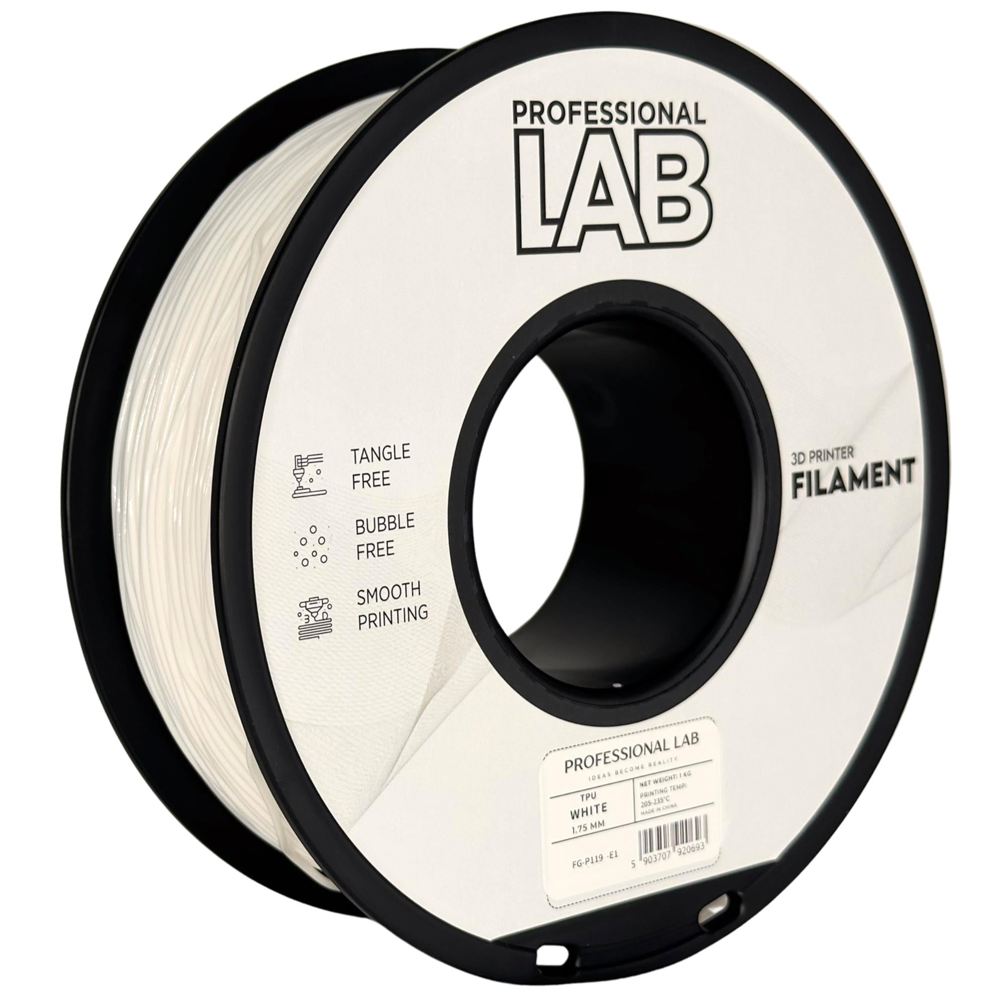 TPU filamenttekercs, fehér, Prof. Lab, 1,75 mm