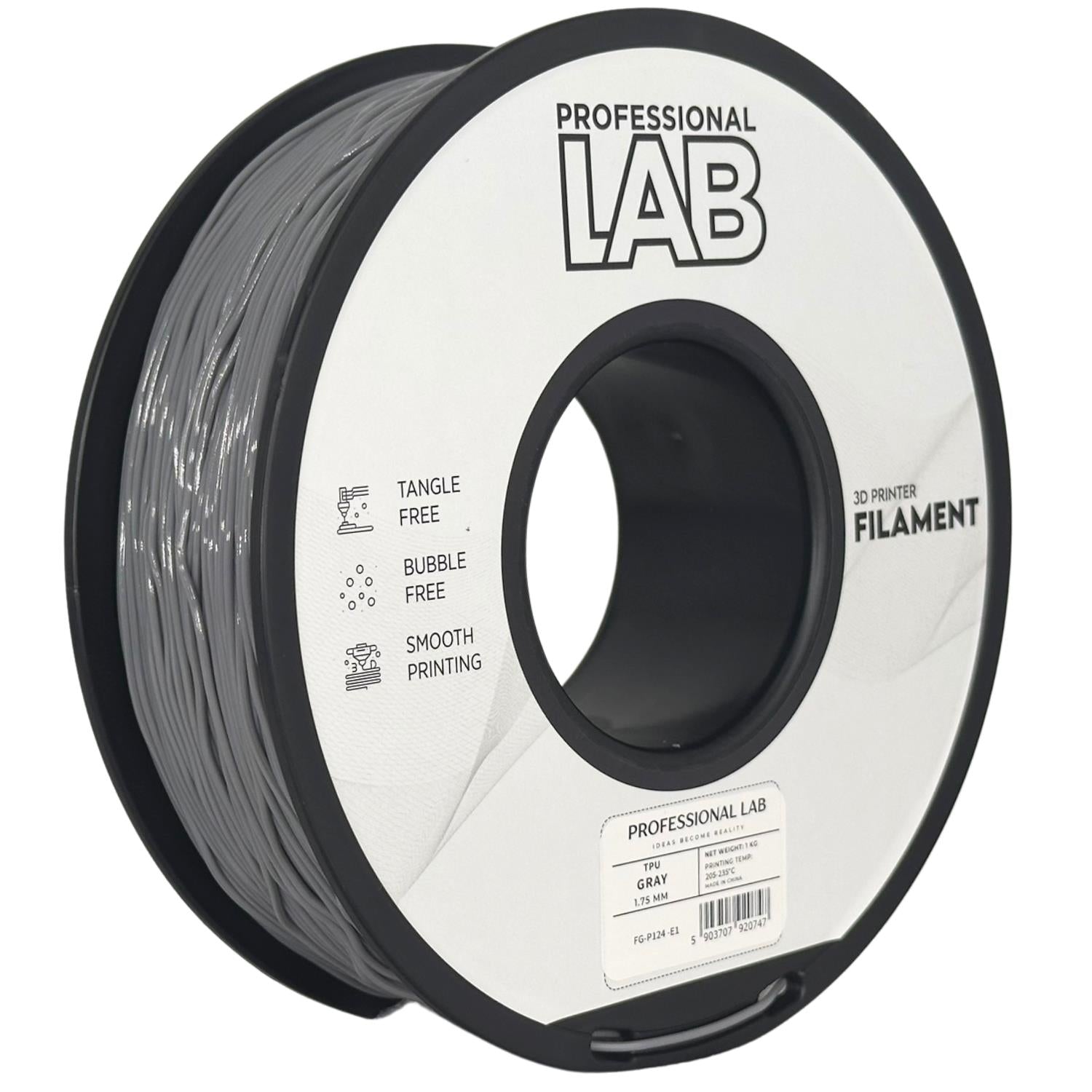 TPU filamenttekercs, szürke, Prof. Lab, 1,75 mm