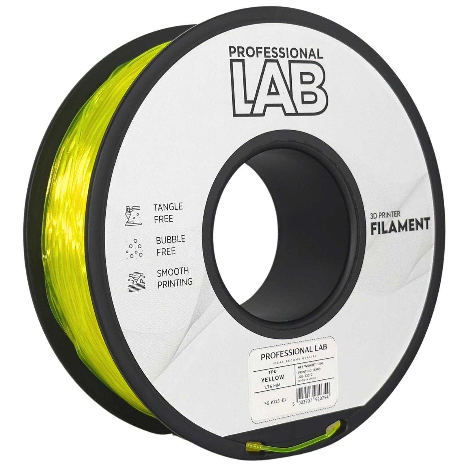 TPU filamenttekercs, sárga, Prof. Lab, 1,75 mm