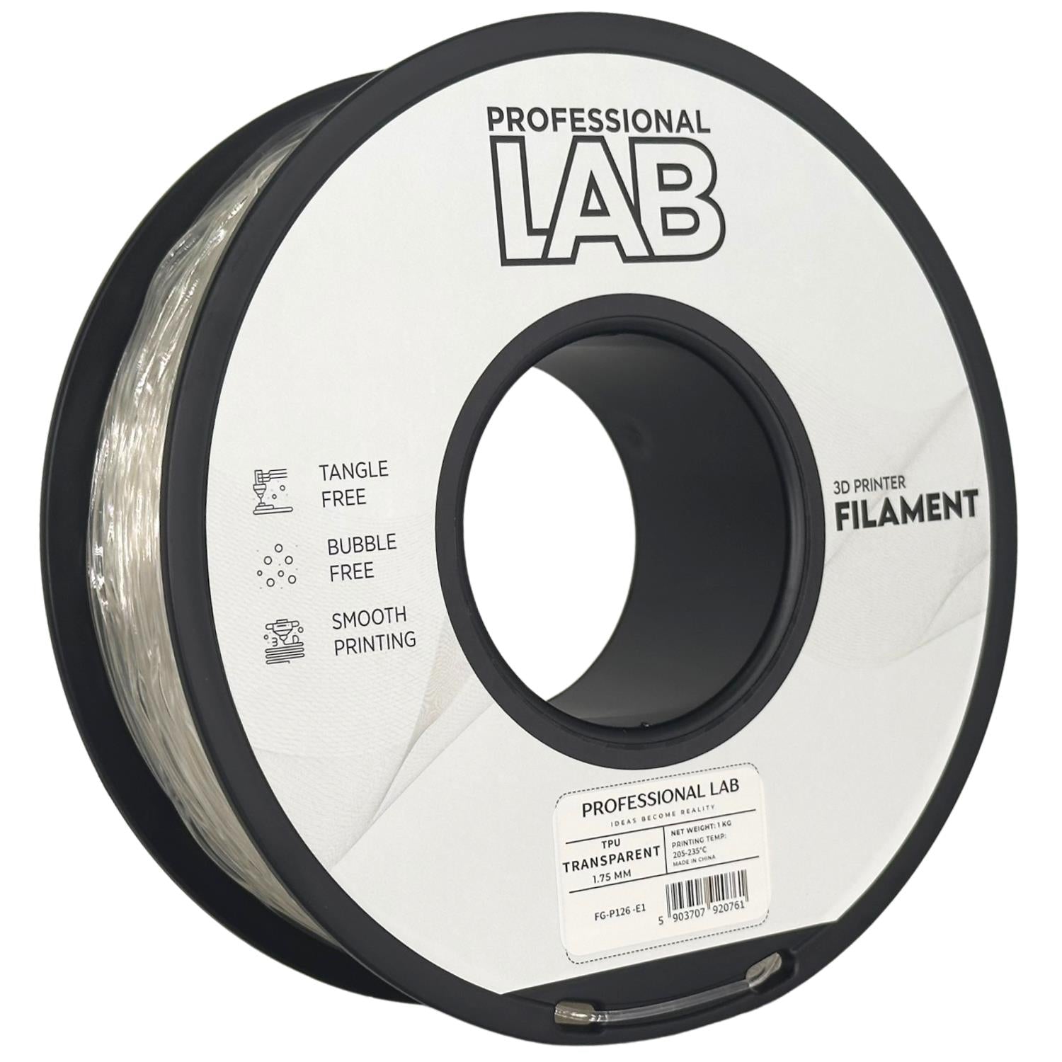 TPU filamenttekercs, átlátszó, Prof. Lab, 1,75 mm