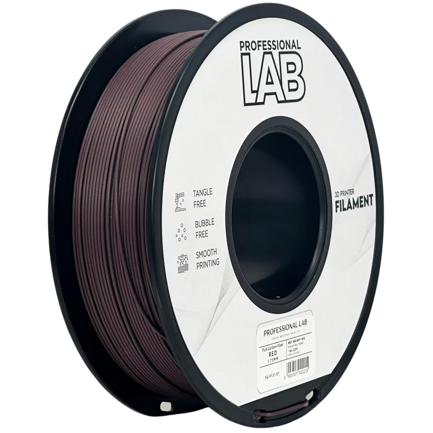 Spool of PLA-CF red filament, Prof. Lab, 1.75 mm