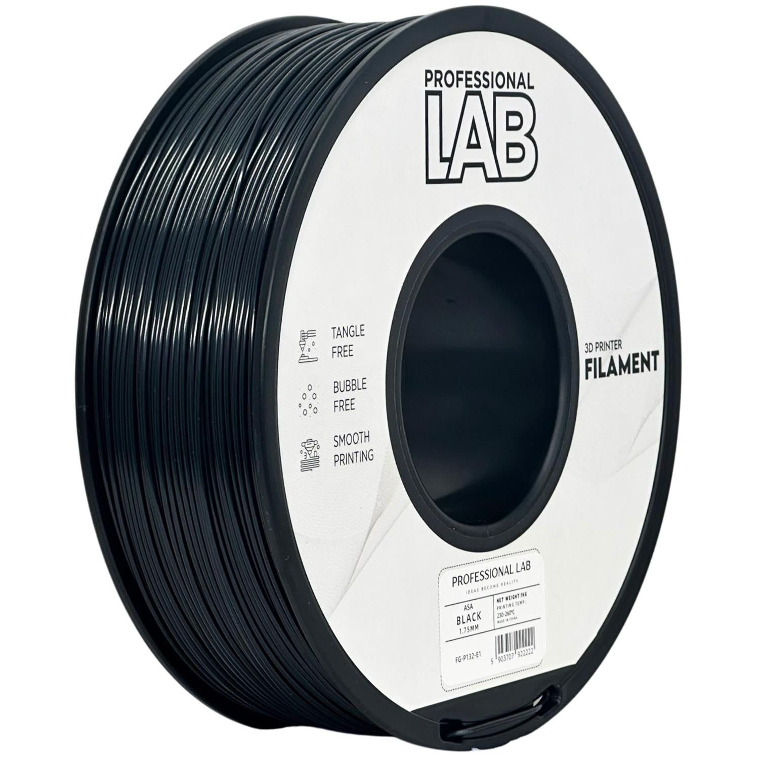 ASA filamenttekercs, fekete, Prof. Lab, 1,75 mm