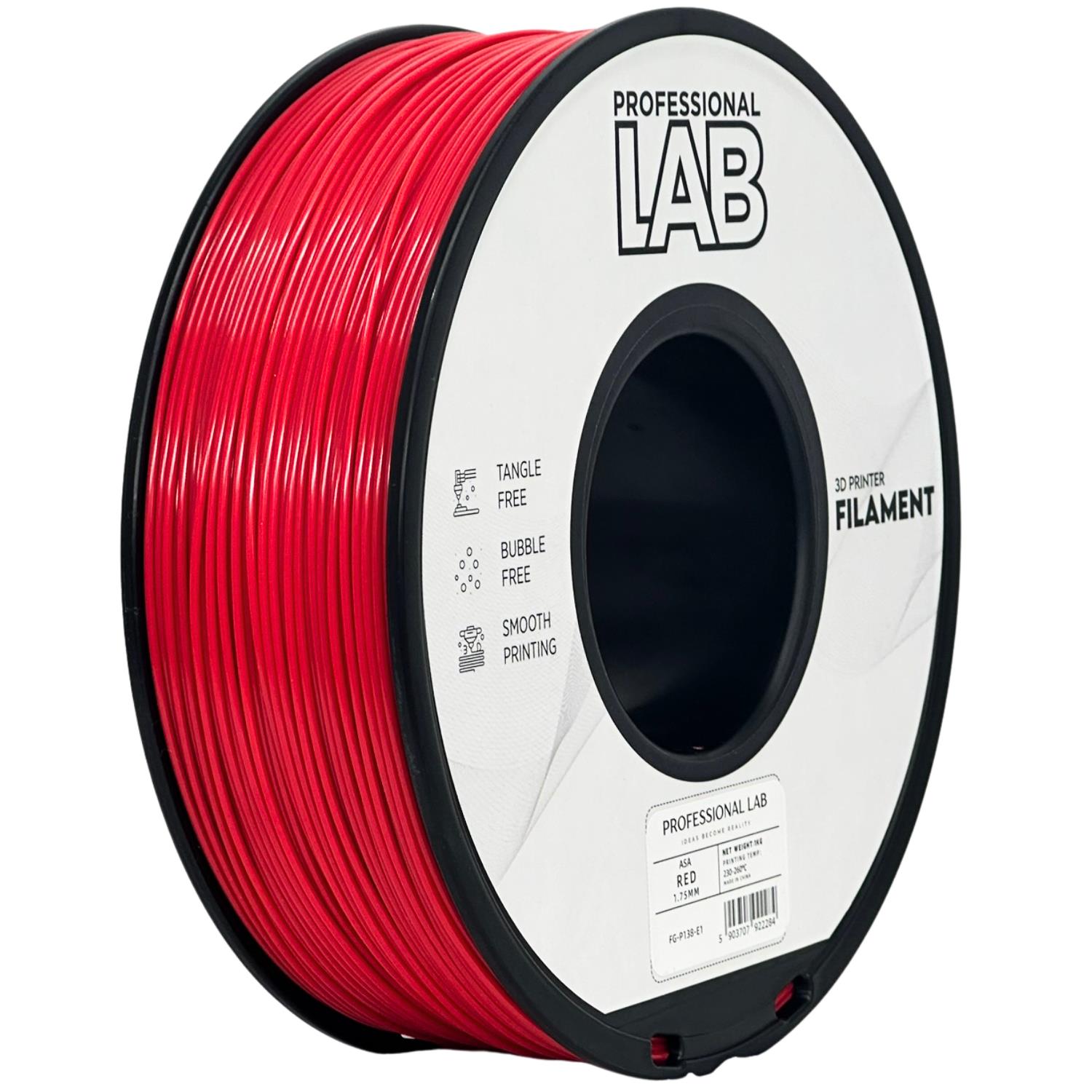 ASA filamenttekercs, piros, Prof. Lab, 1,75 mm