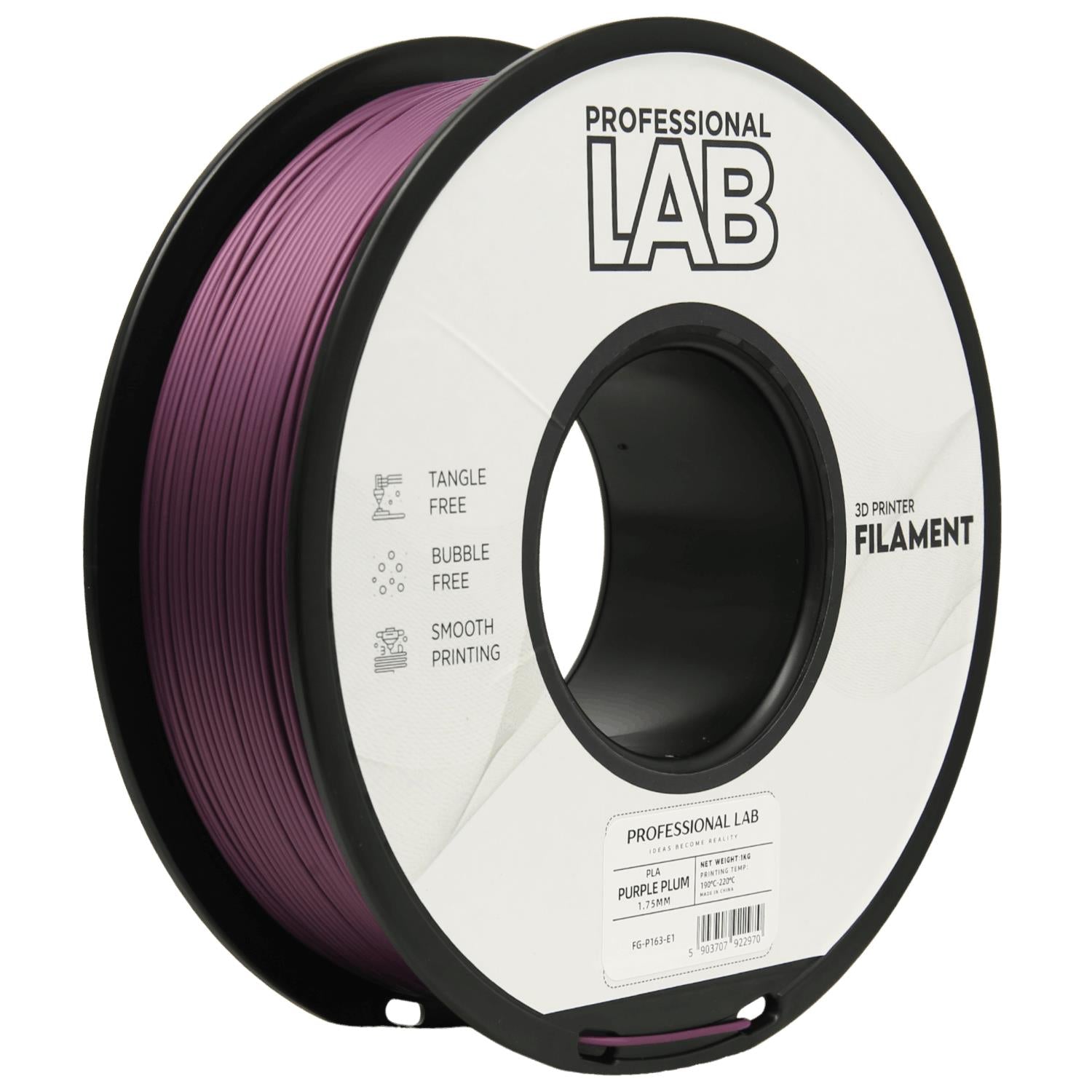 Spool of PLA plum purple filament, Prof. Lab, 1.75 mm