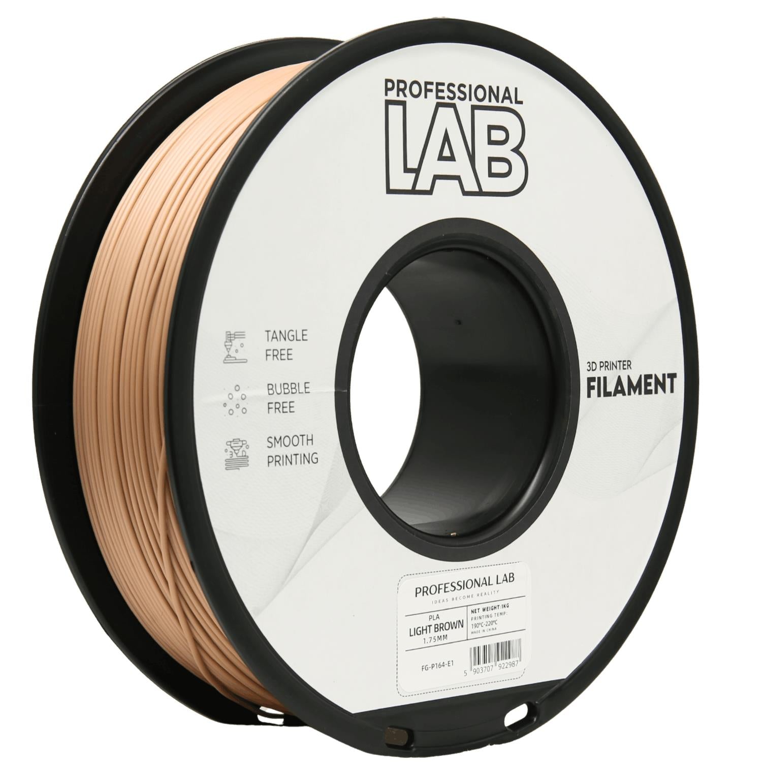 Spool of PLA light brown filament, Prof. Lab, 1.75 mm