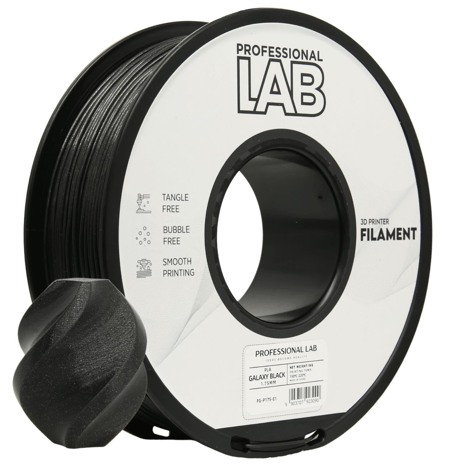 PLA filamenttekercs, Galaxy fekete, Prof. Lab, 1,75 mm