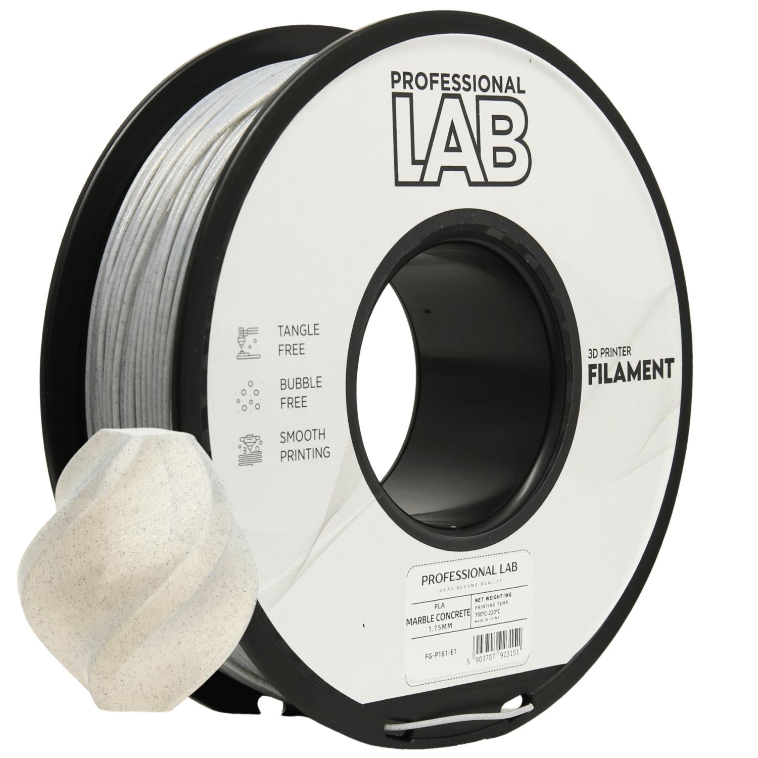 PLA filamenttekercs, betonmárvány, Prof. Lab, 1,75 mm