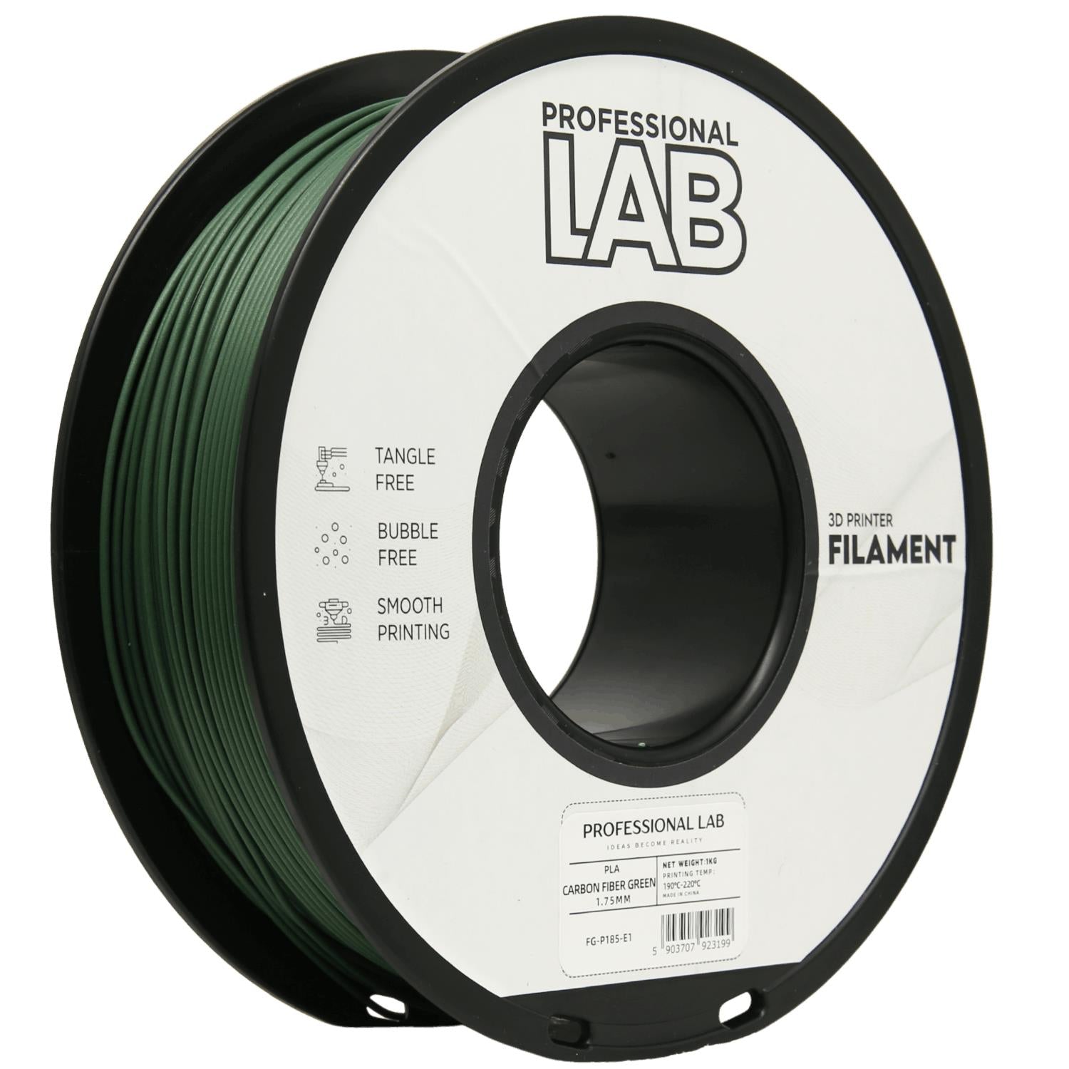 PLA-CF filamenttekercs, zöld, Prof. Lab, 1,75 mm