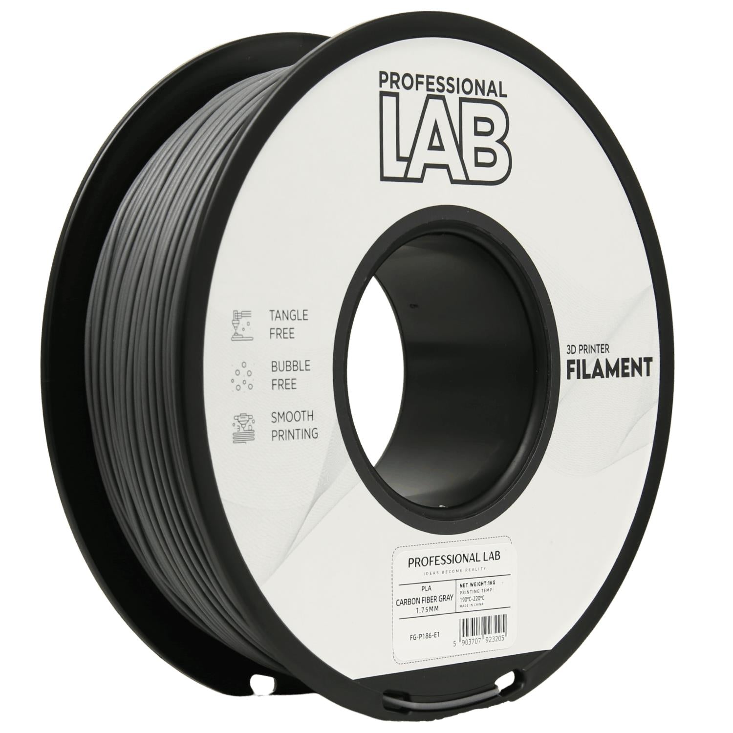 PLA-CF filamenttekercs, szürke, Prof. Lab, 1,75 mm