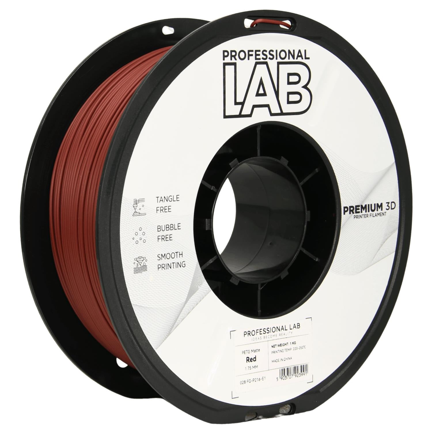 PETG filamenttekercs, matt piros, Prof. Lab, 1,75 mm