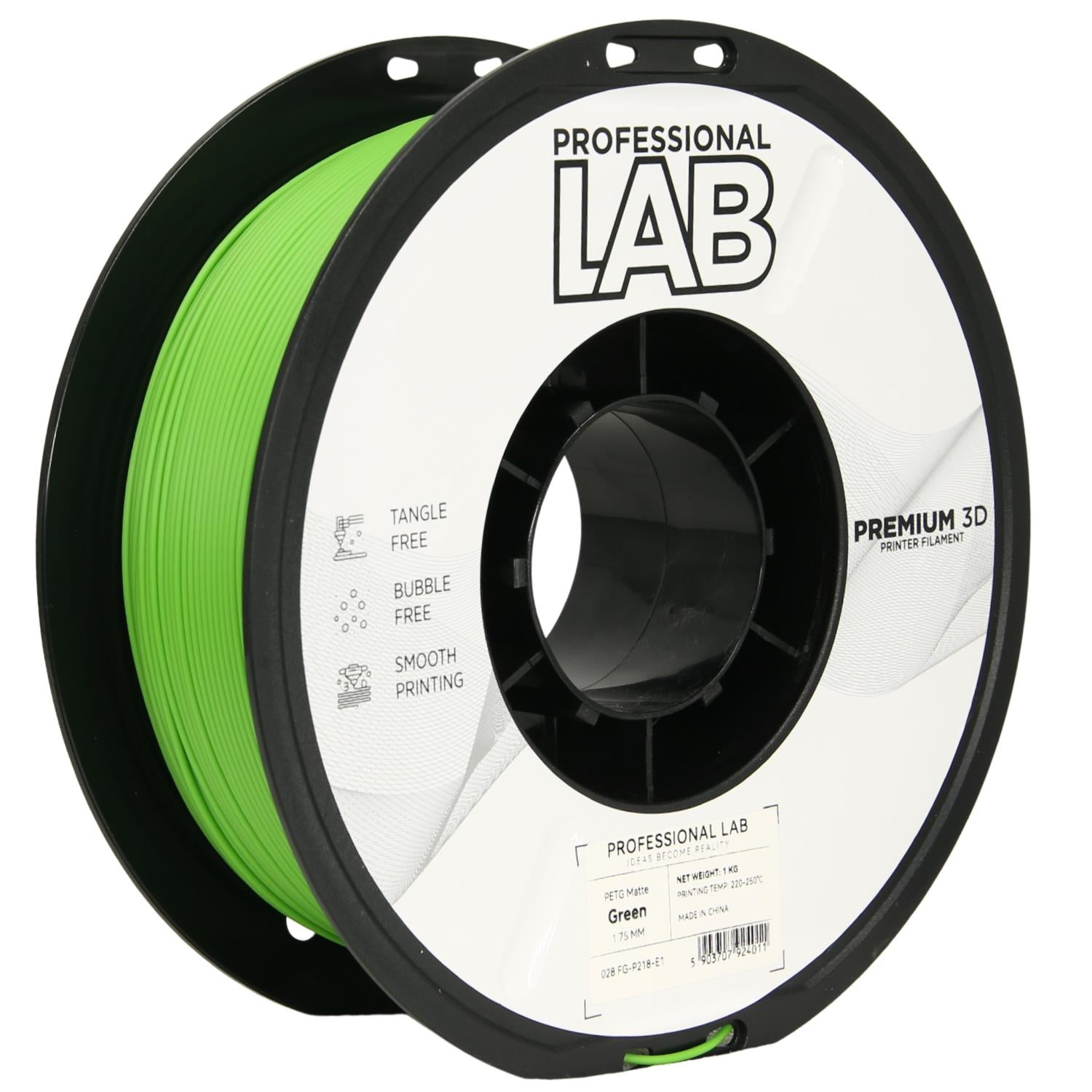 PETG filamenttekercs, matt zöld, Prof. Lab, 1,75 mm