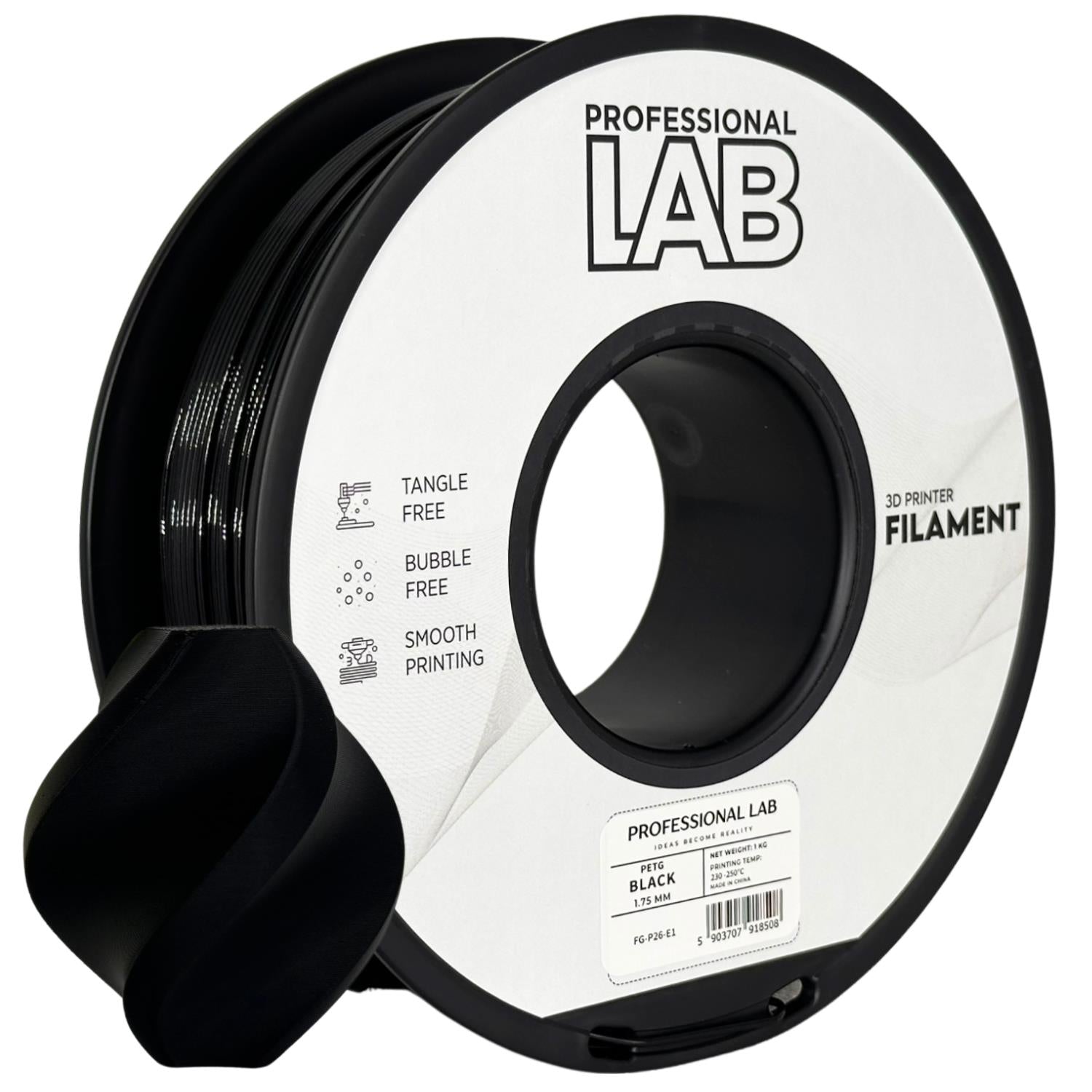 PETG filamenttekercs, fekete, Prof. Lab, 1,75 mm