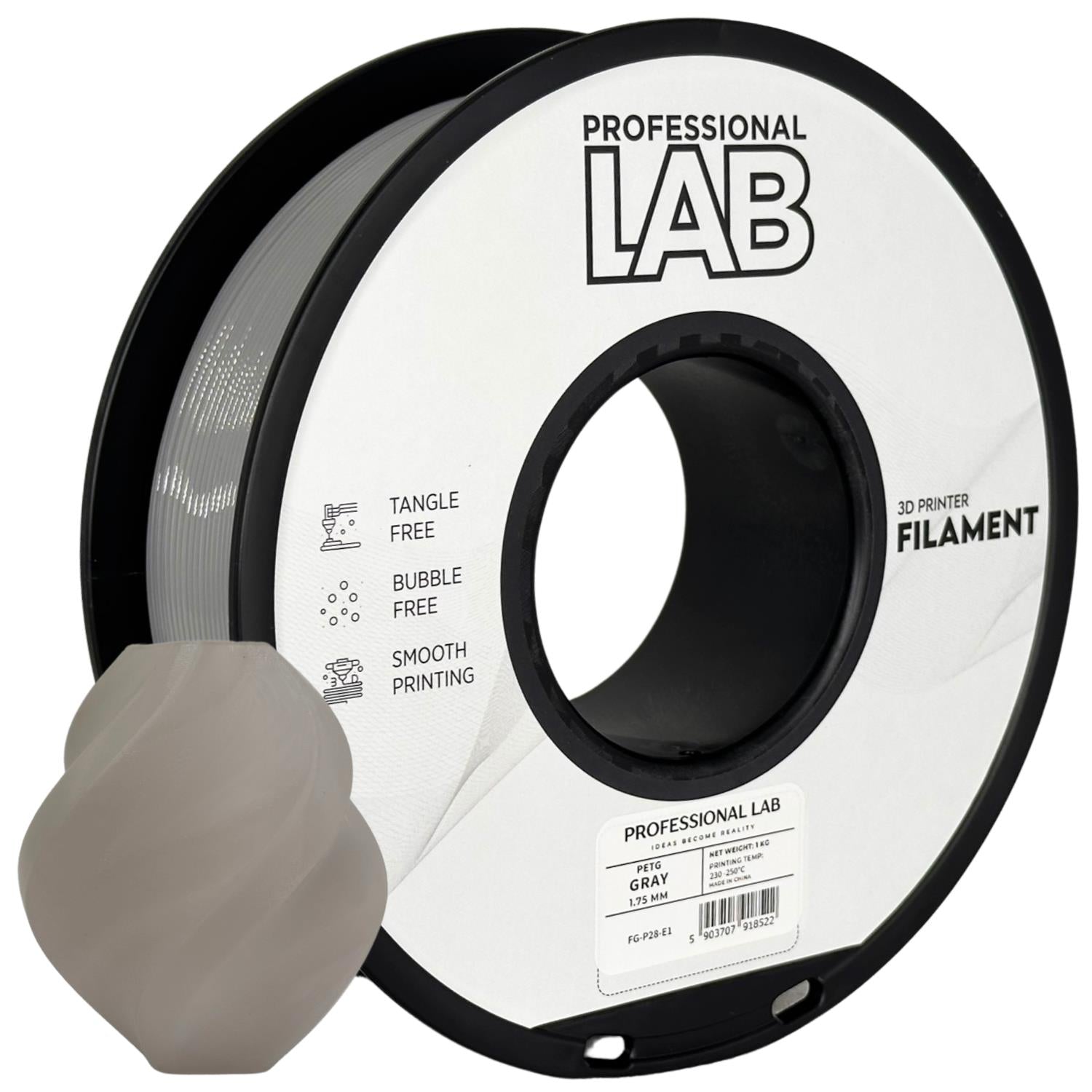 PETG filamenttekercs, szürke, Prof. Lab, 1,75 mm
