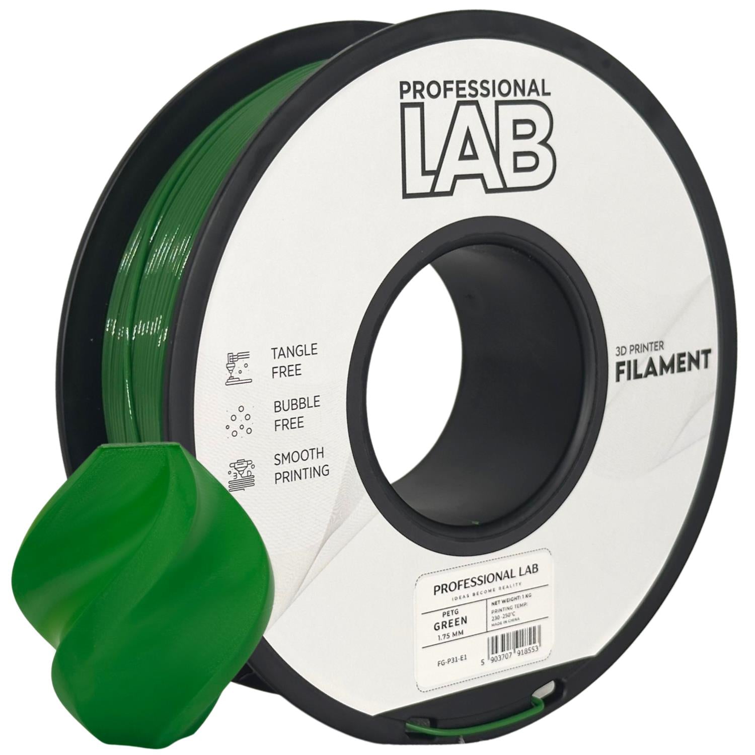 PETG filamenttekercs, zöld, Prof. Lab, 1,75 mm