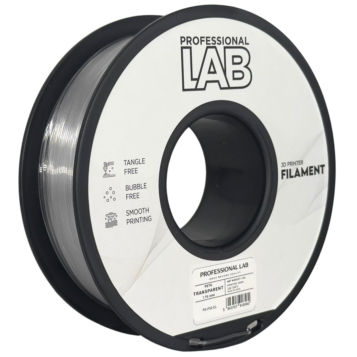 PETG filamenttekercs, átlátszó, Prof. Lab, 1,75 mm