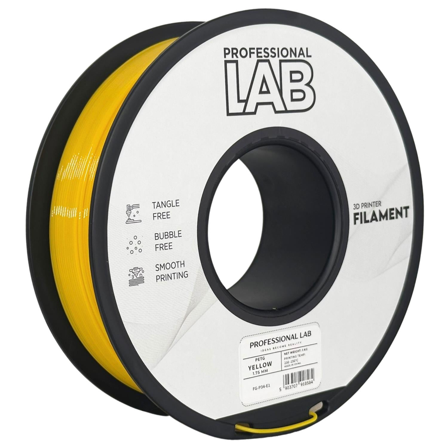 PETG filamenttekercs, sárga, Prof. Lab, 1,75 mm