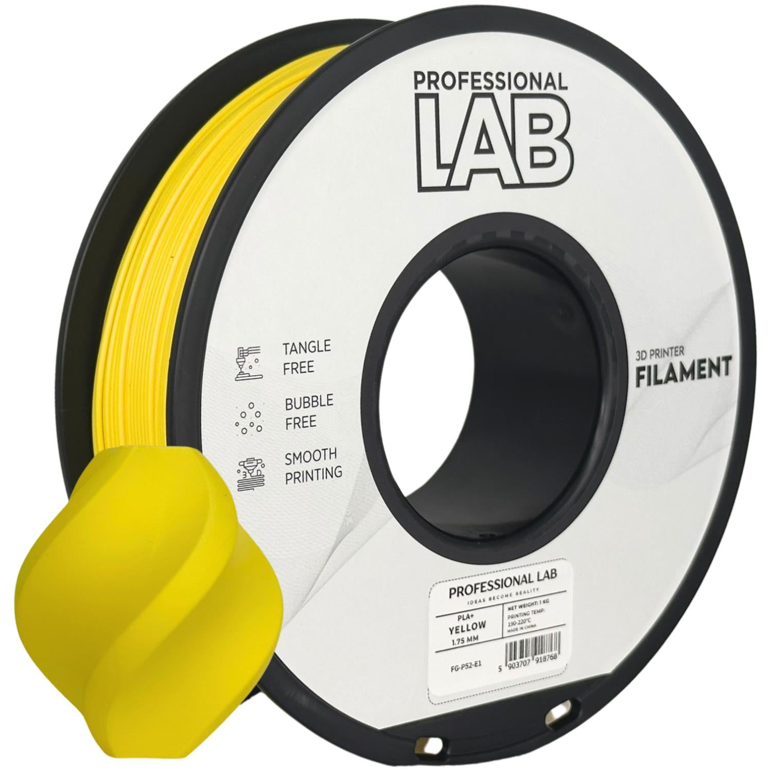 Spool of PLA+ yellow filament, Prof. Lab, 1.75 mm