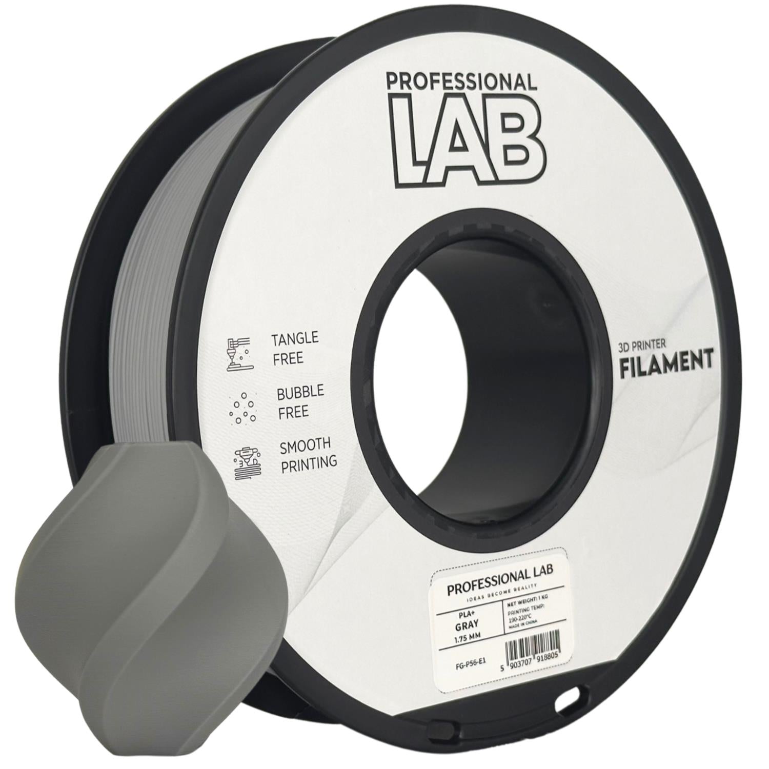 PLA+ filamenttekercs, szürke, Prof. Lab, 1,75 mm