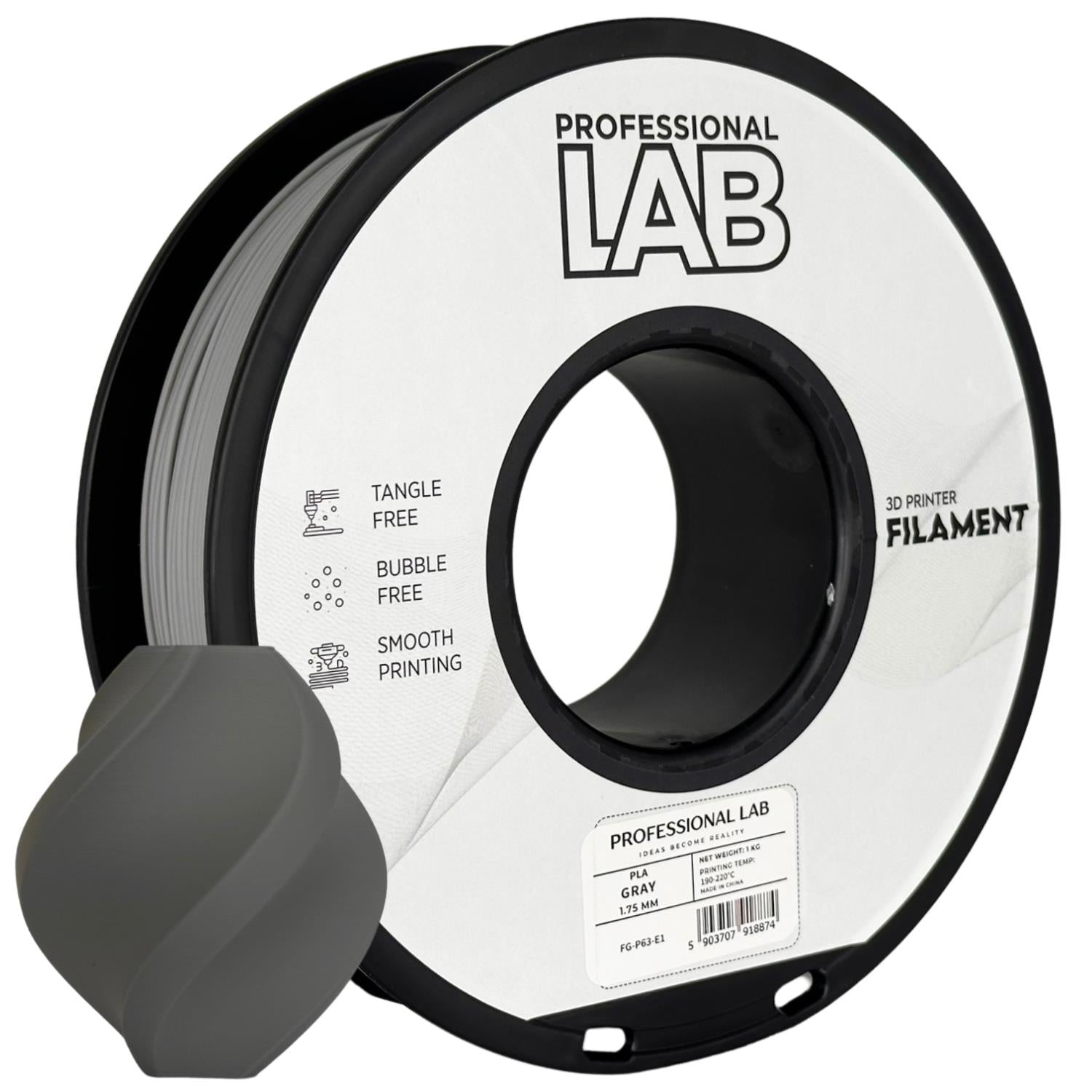 PLA filamenttekercs, szürke, Prof. Lab, 1,75 mm