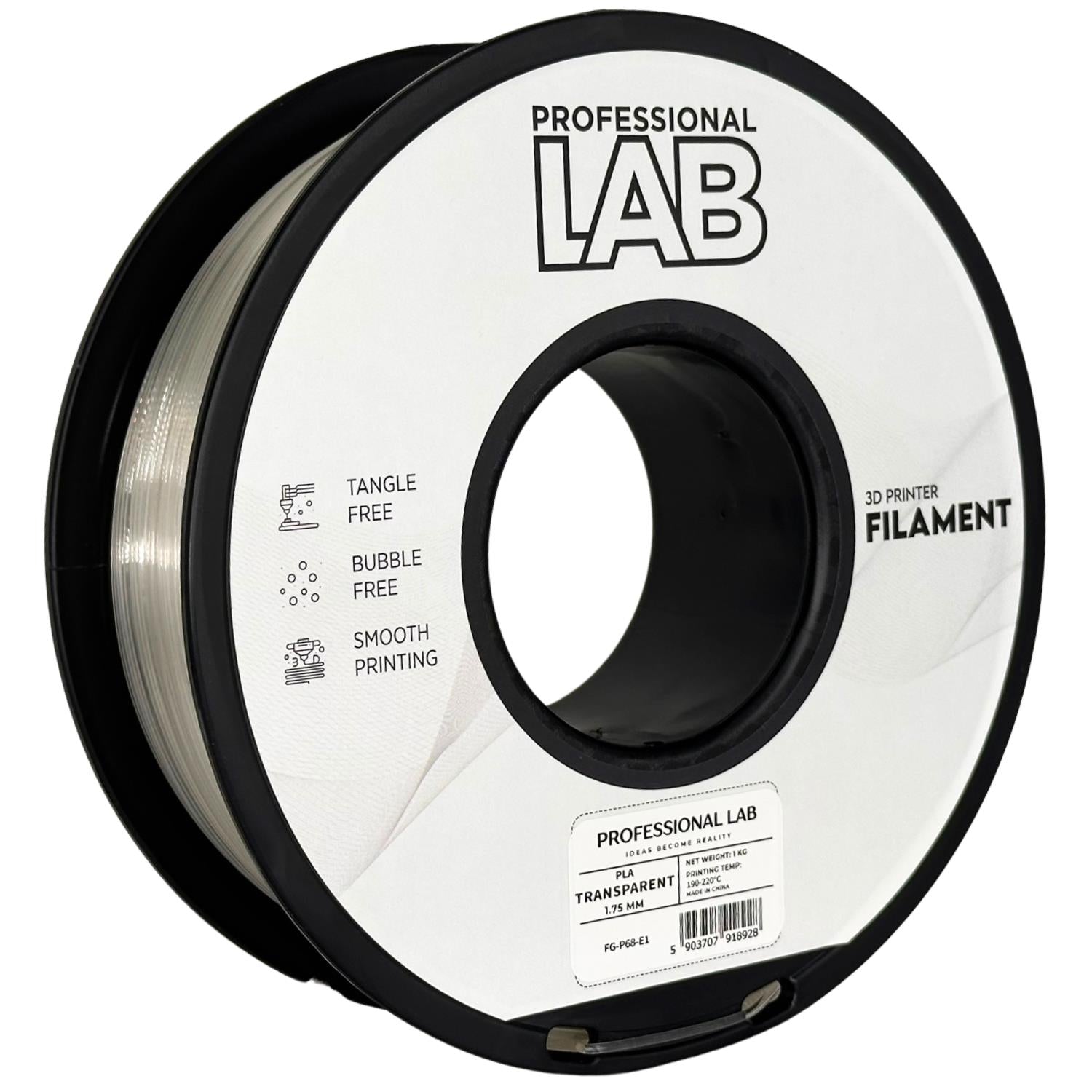 PLA filamenttekercs, átlátszó, Prof. Lab, 1,75 mm