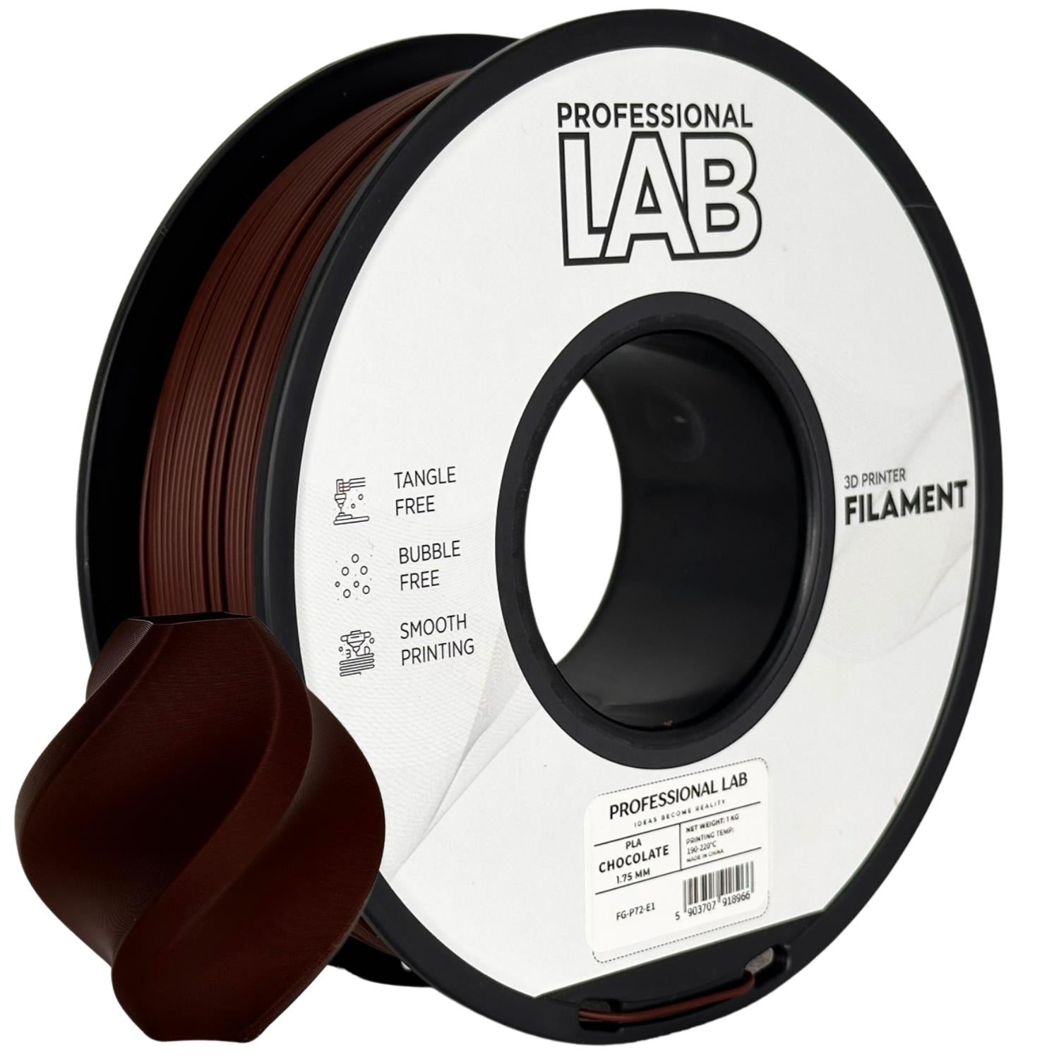 Spool of PLA chocolate filament, Prof. Lab, 1.75 mm