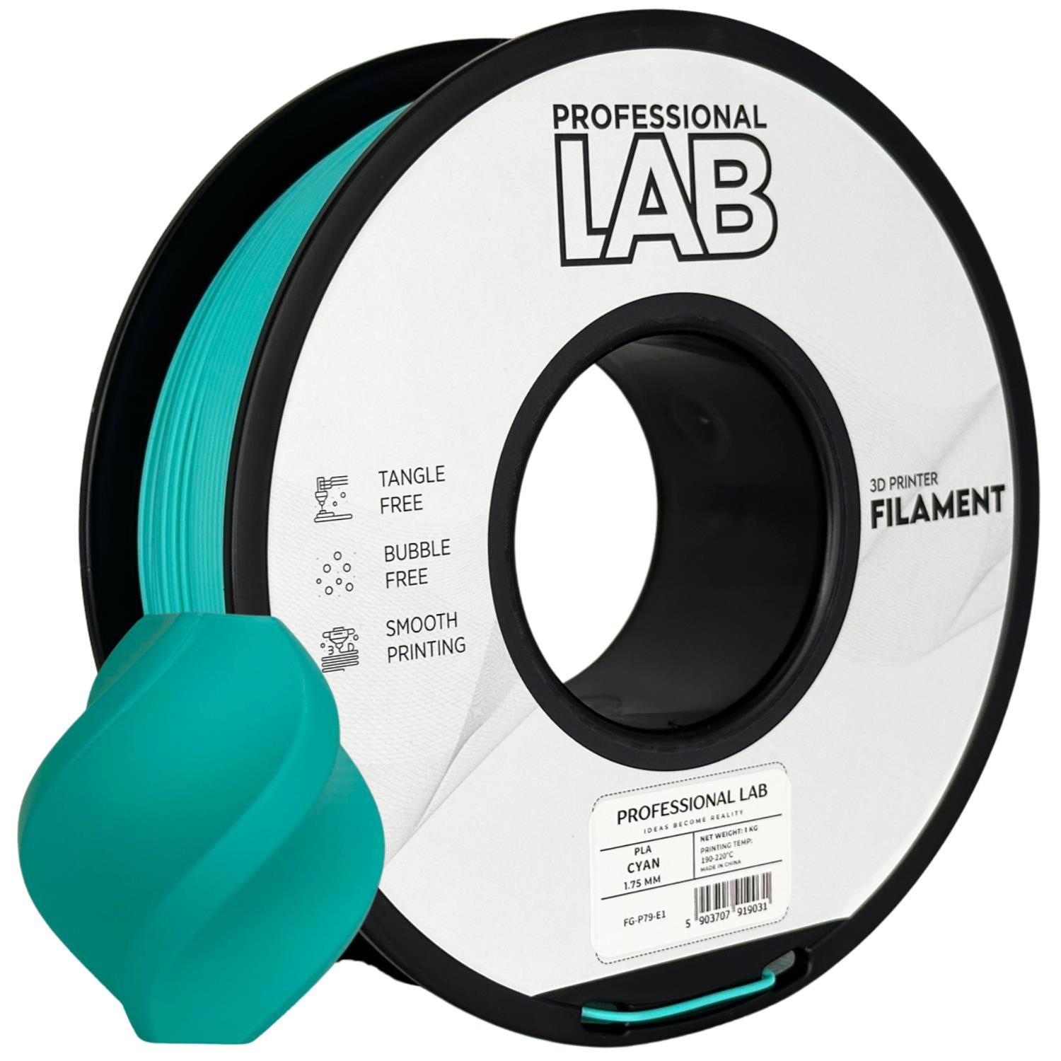 PLA filamenttekercs, cián, Prof. Lab, 1,75 mm