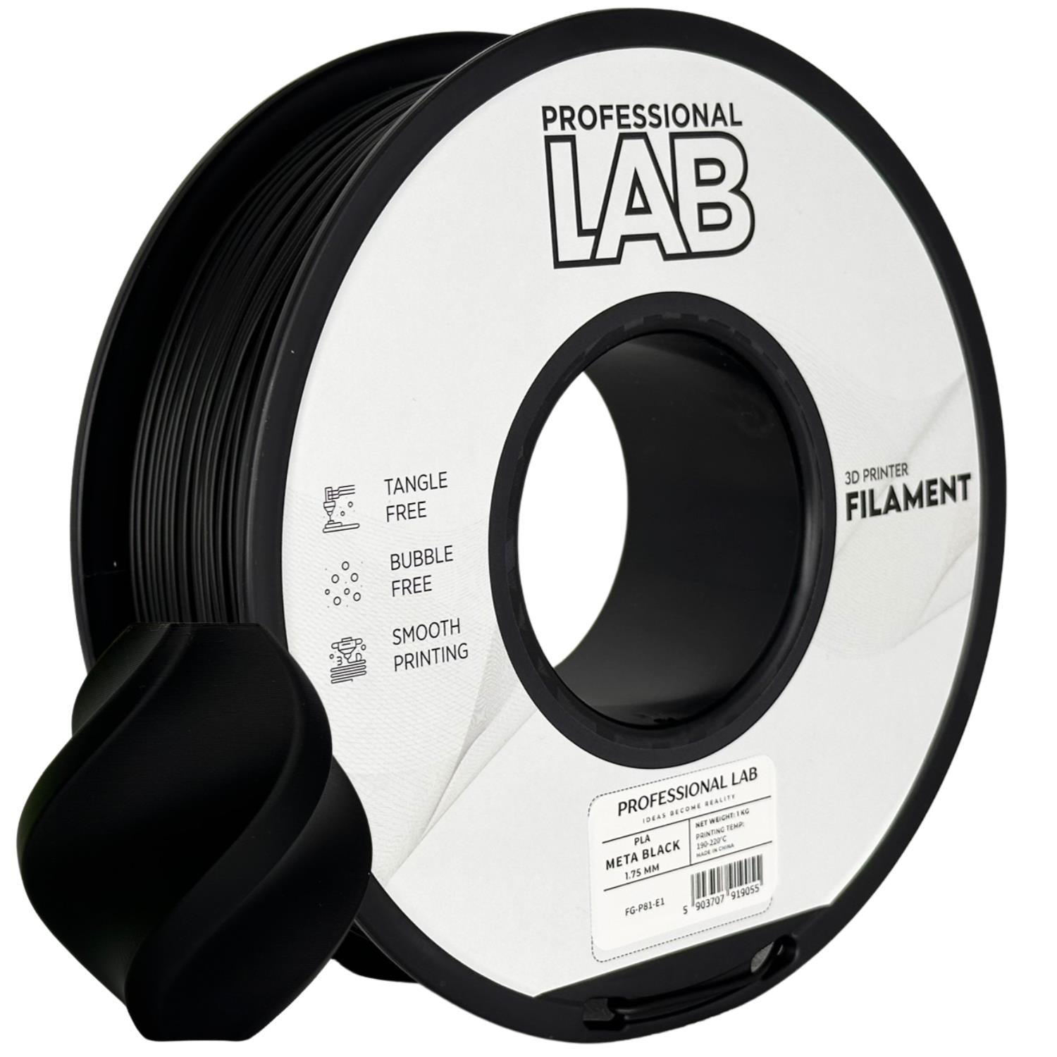 PLA filamenttekercs, META fekete, Prof. Lab, 1,75 mm