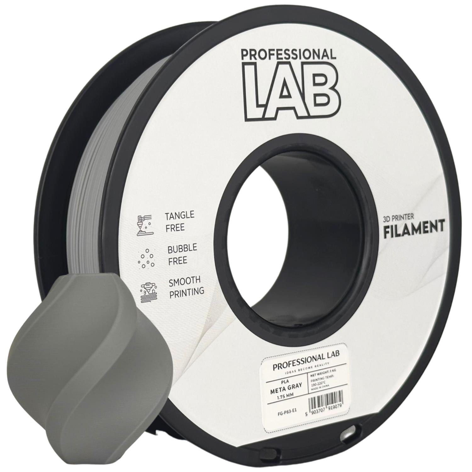PLA filamenttekercs, META szürke, Prof. Lab, 1,75 mm