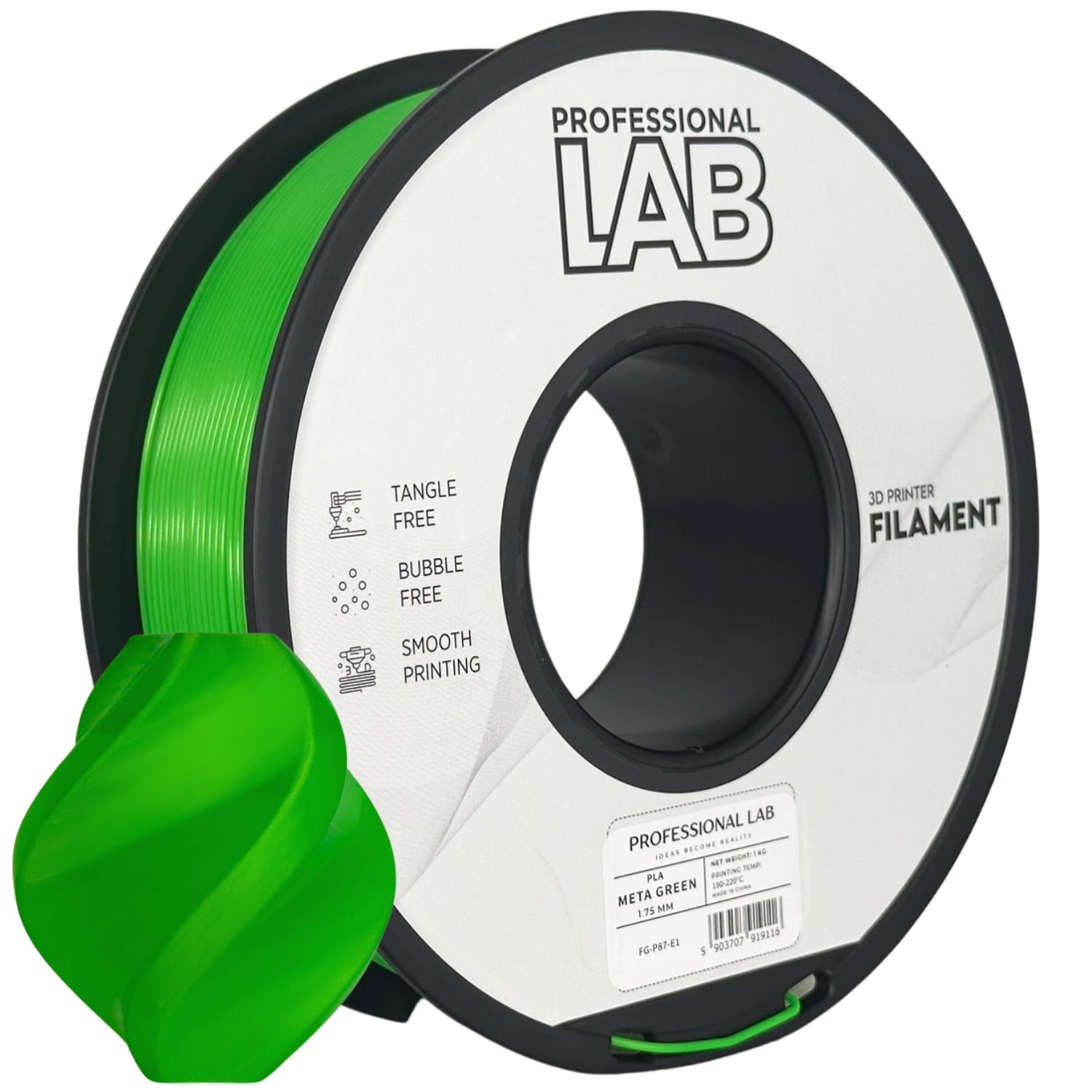 PLA filamenttekercs, META zöld, Prof. Lab, 1,75 mm
