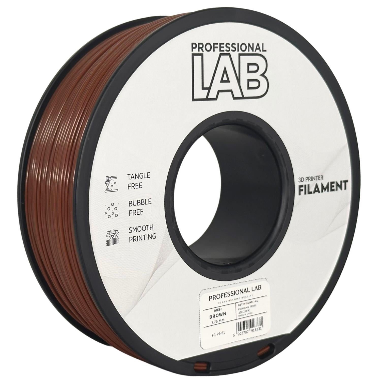 Spool of ABS+ brown filament, Prof. Lab, 1.75 mm