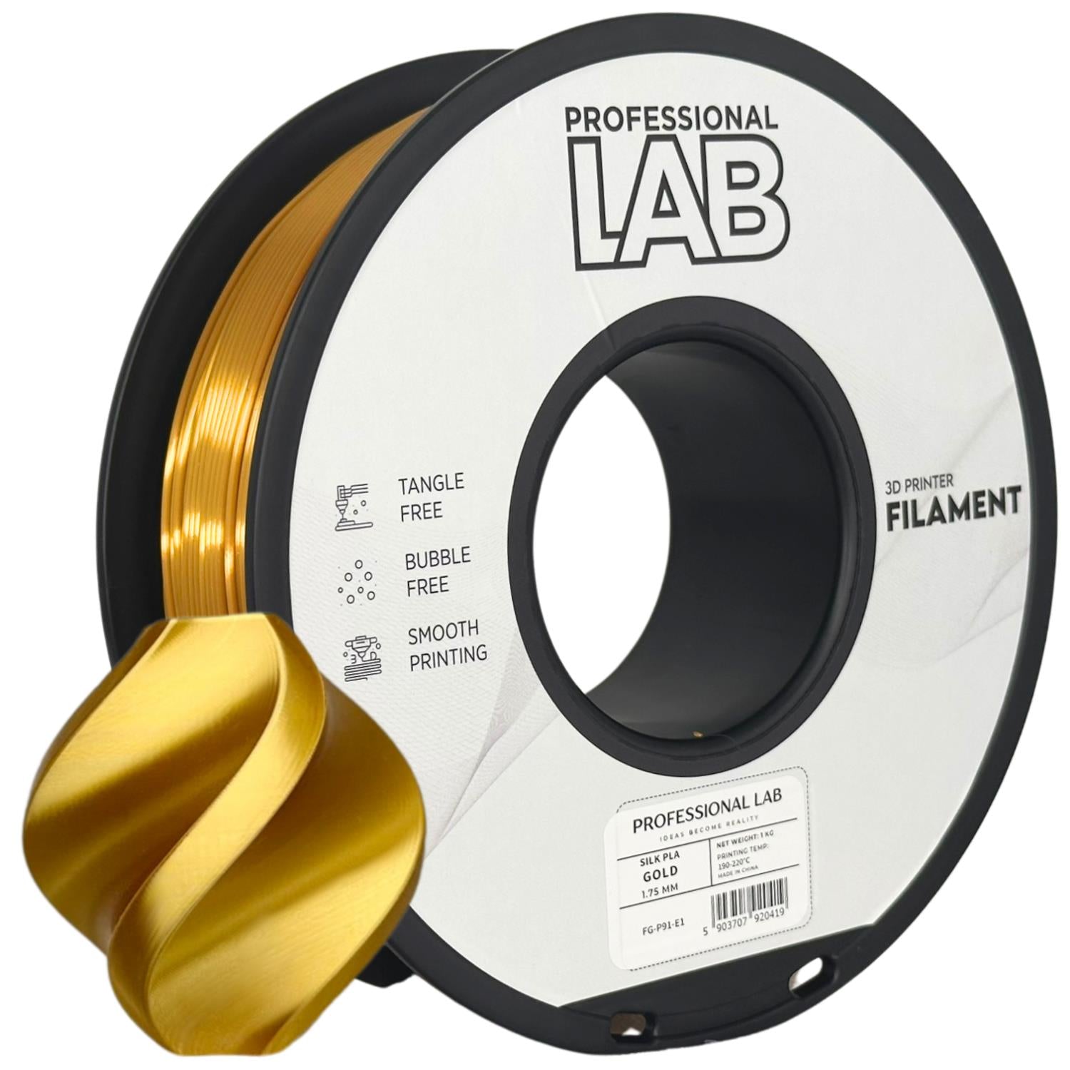 Silk PLA filamenttekercs, arany, Prof. Lab, 1,75 mm