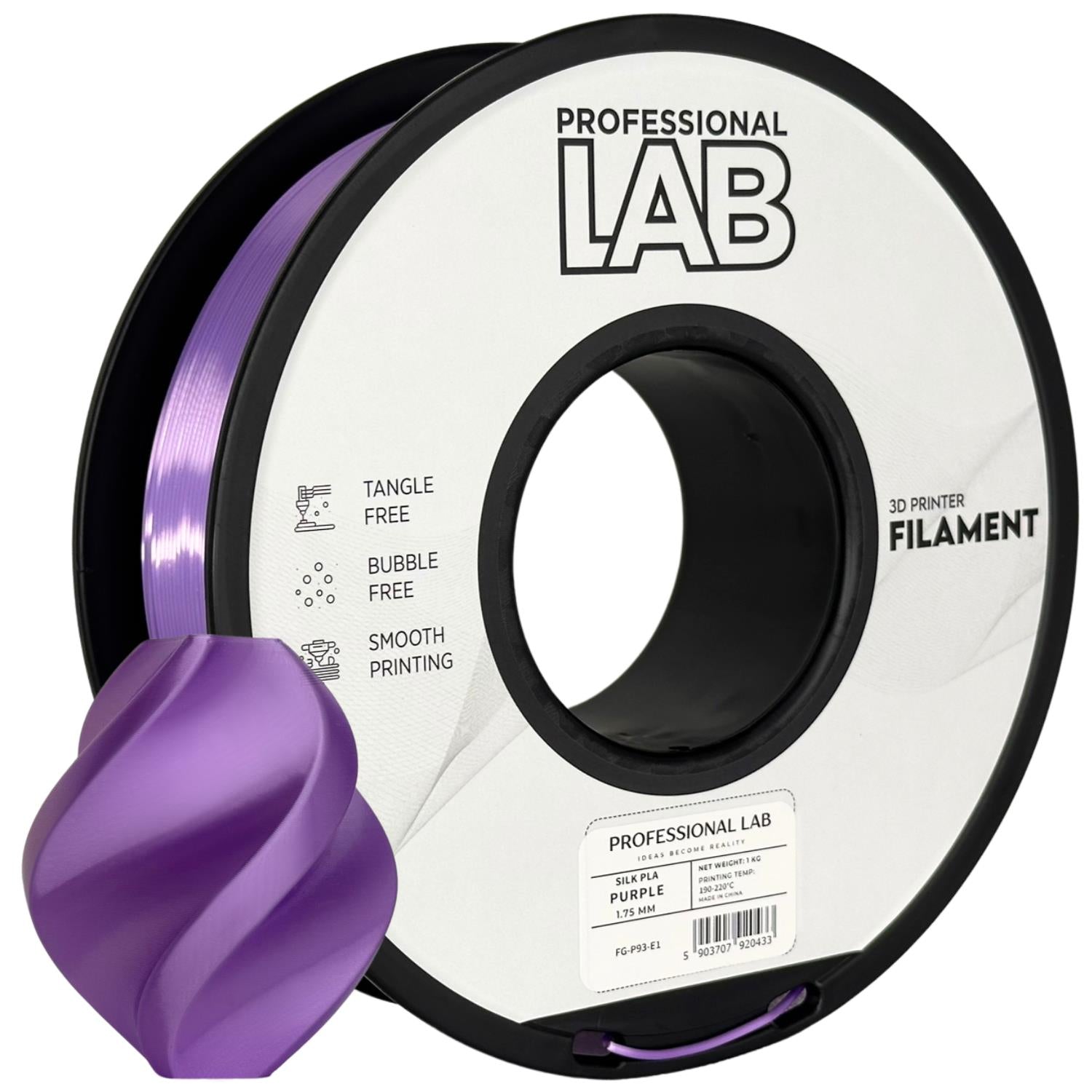 Spool of Silk PLA purple filament, Prof. Lab, 1.75 mm