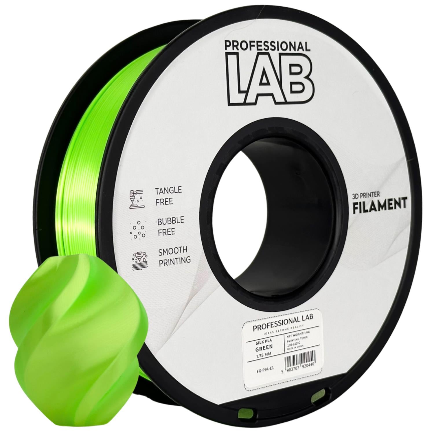 Silk PLA filamenttekercs, zöld, Prof. Lab, 1,75 mm