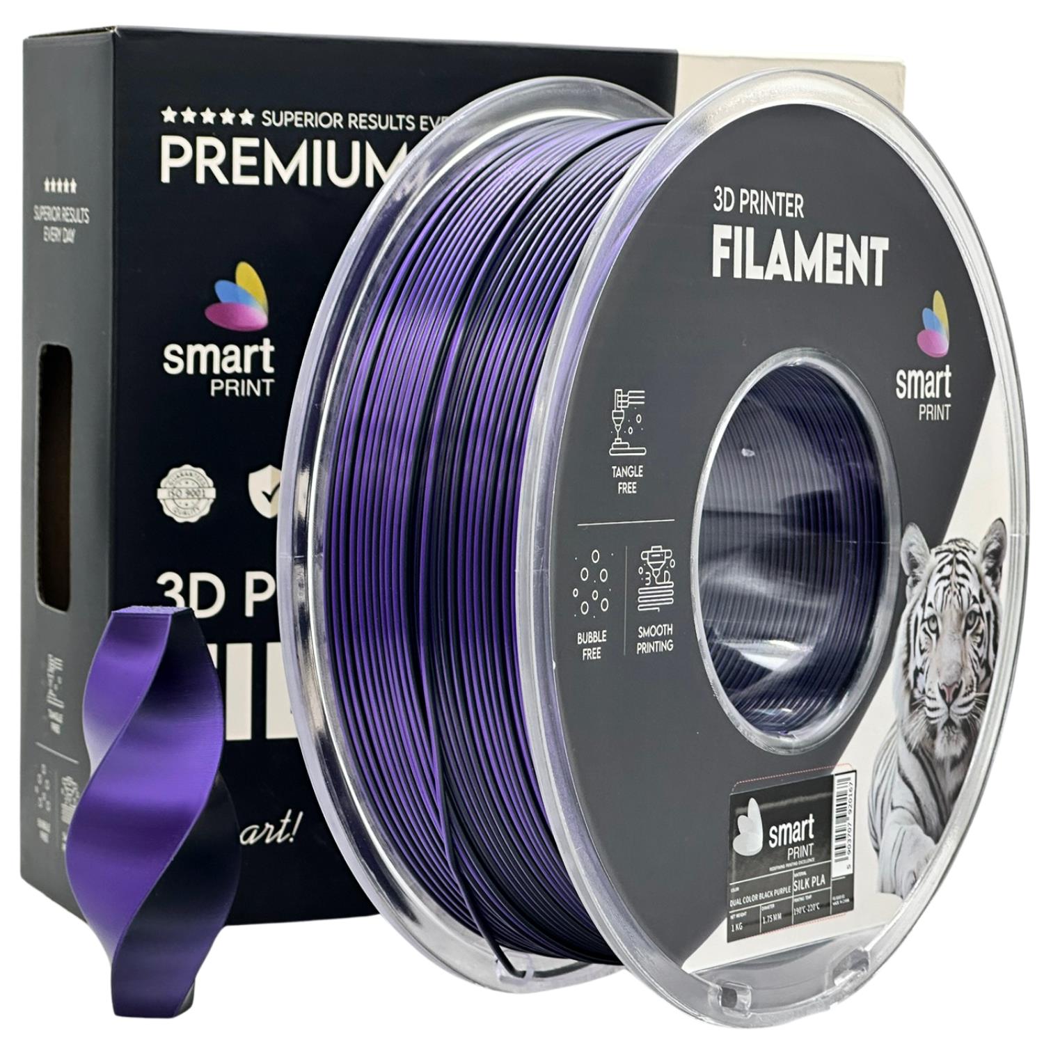 Silk PLA filamenttekercs, Dual Color fekete lila, Smart Print, 1,75 mm