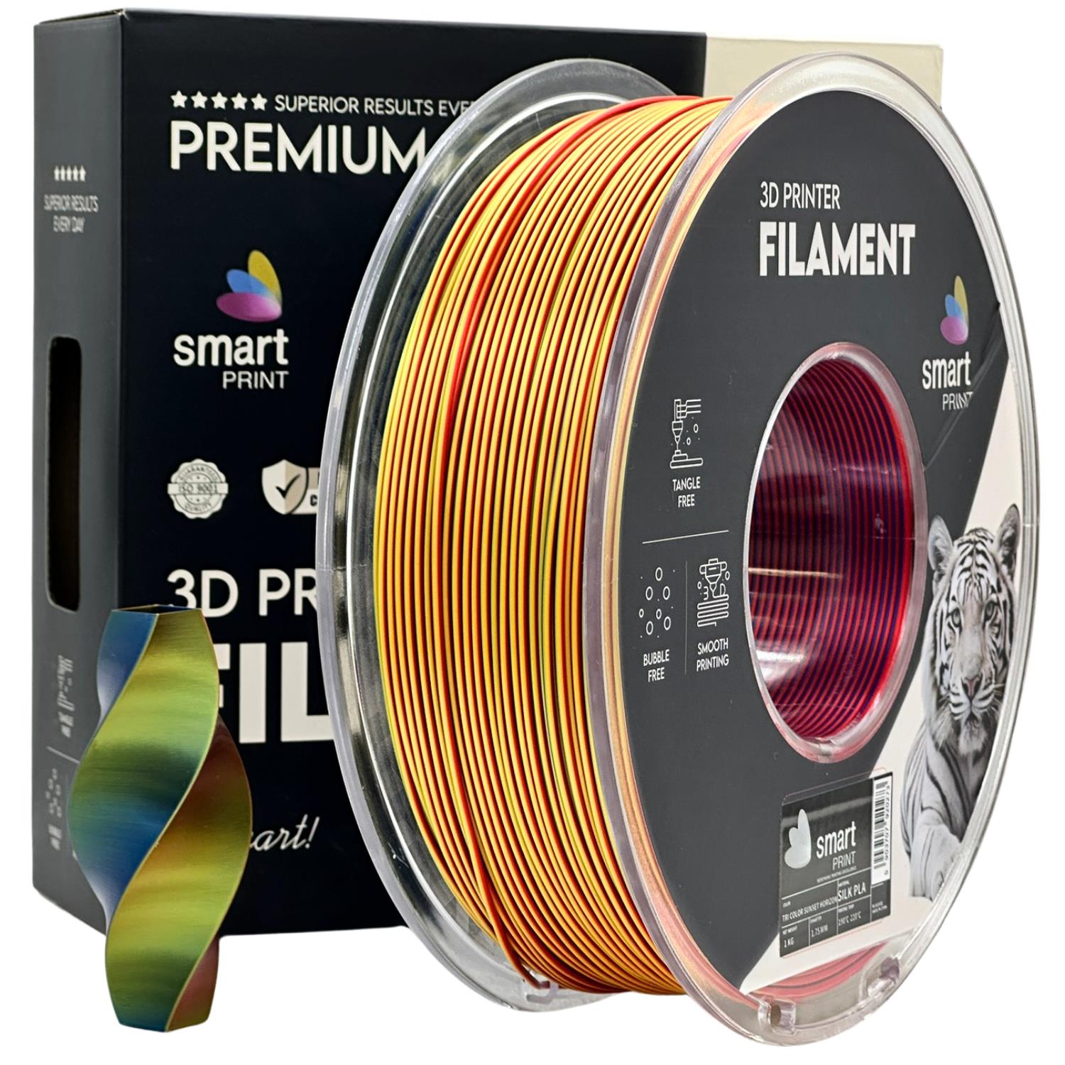 Silk PLA filamenttekercs, Tri Color Sunset Horizon, Smart Print, 1,75 mm