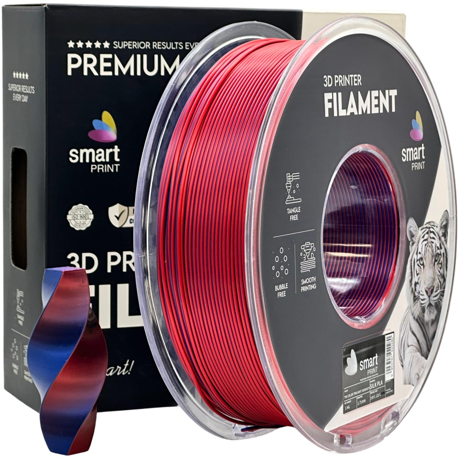 Silk PLA filamenttekercs, Dual Color Twilight Serenity, Smart Print, 1,75 mm