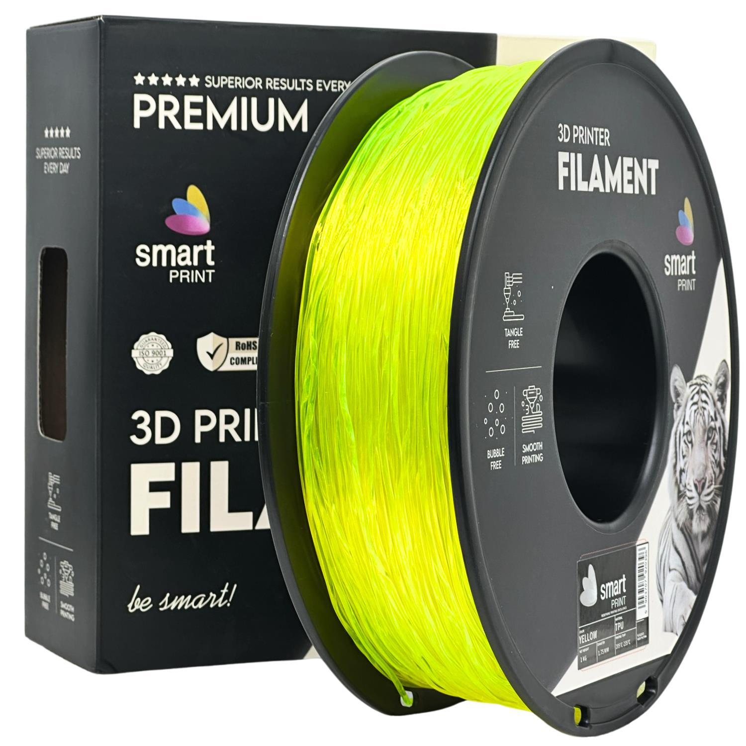 TPU filamenttekercs, sárga, Smart Print, 1,75 mm