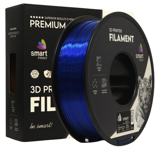 Spool of PETG transparent blue filament, Smart Print, 1.75 mm