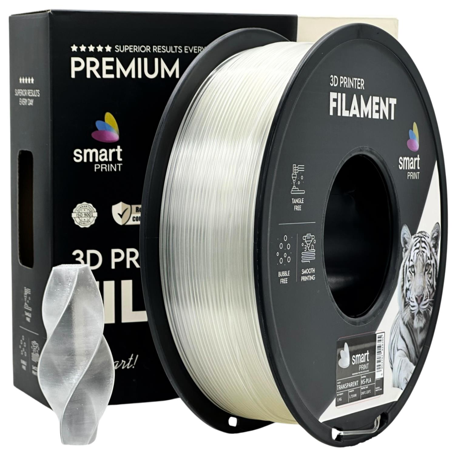 HS-PLA filamenttekercs, átlátszó, Smart Print, 1,75 mm