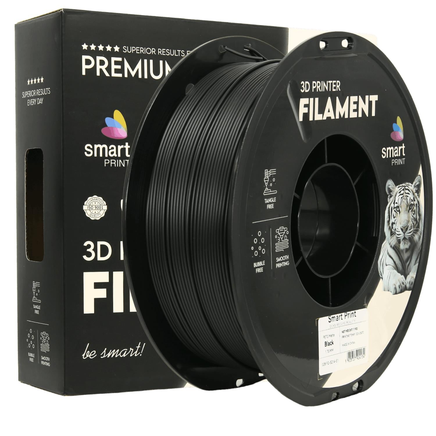 PETG filamenttekercs, matt fekete, Smart Print, 1,75 mm