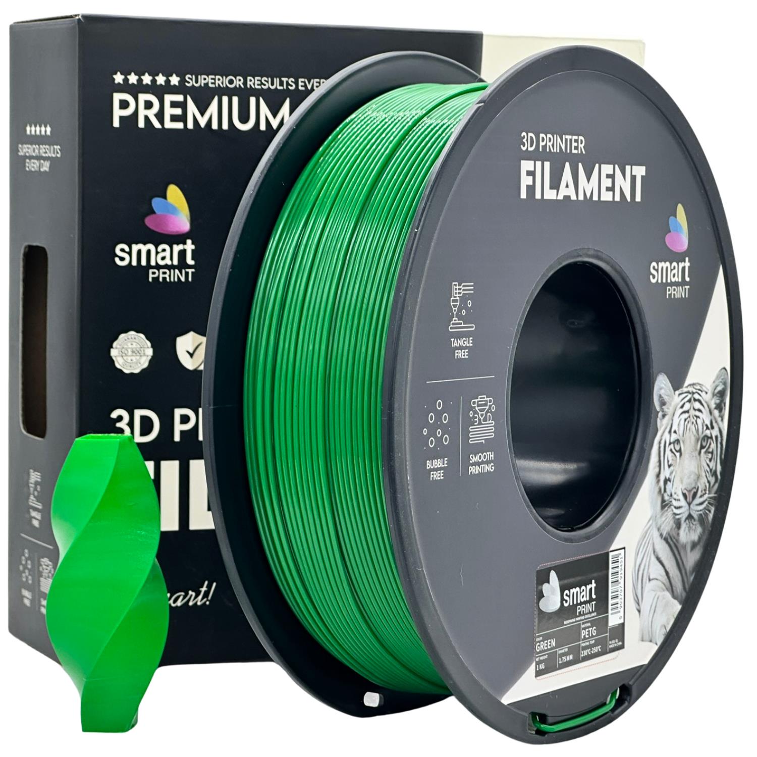Spool of PETG green filament, Smart Print, 1.75 mm