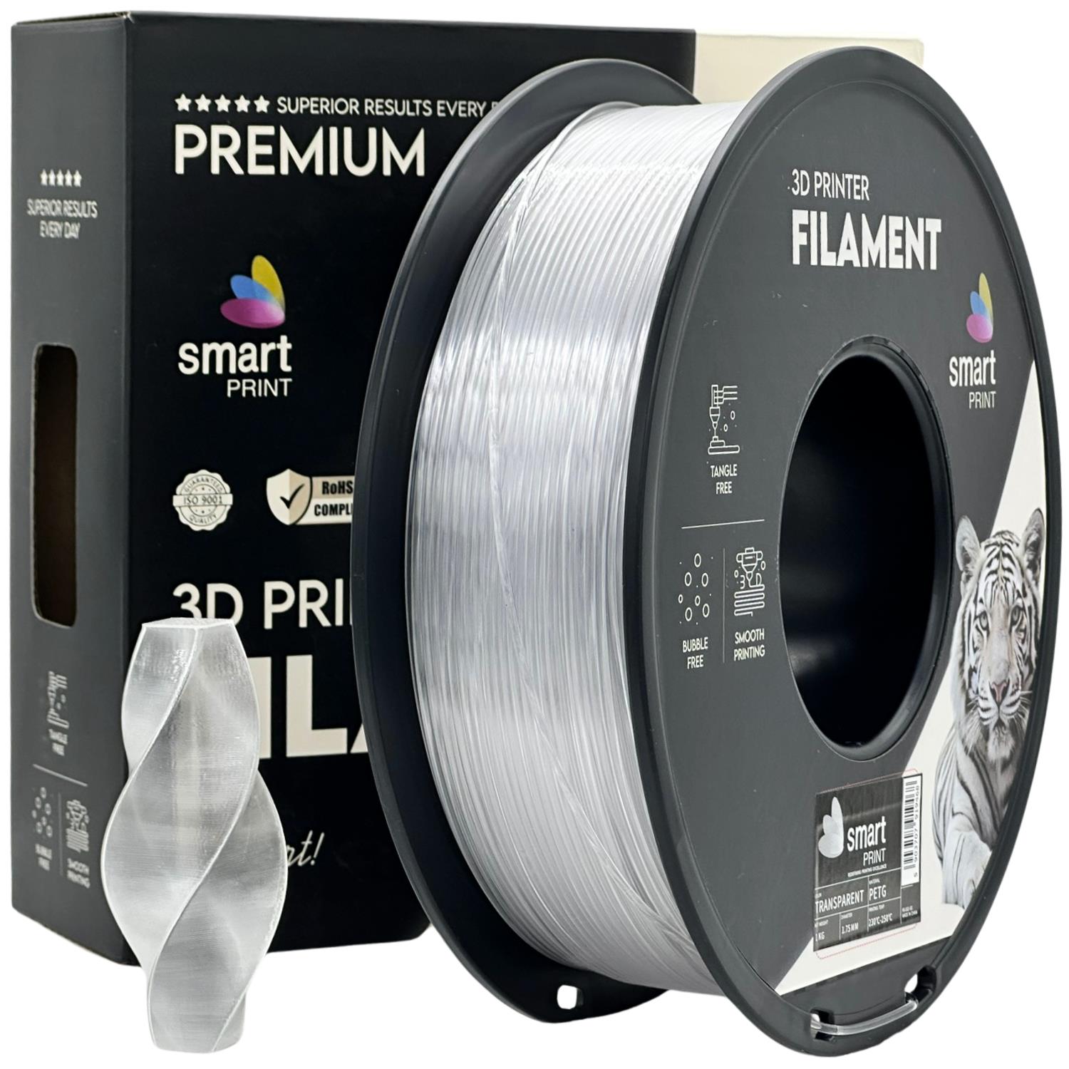 PETG filamenttekercs, átlátszó, Smart Print, 1,75 mm