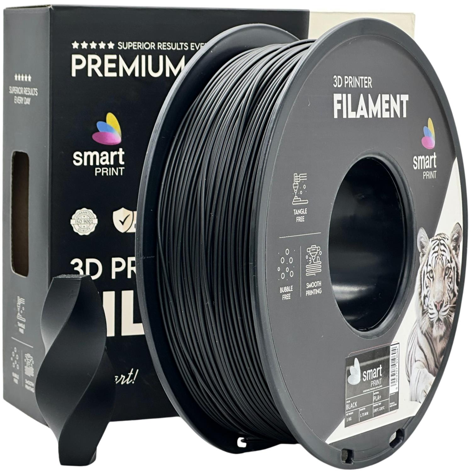 PLA+ filamenttekercs, fekete, Smart Print, 1,75 mm