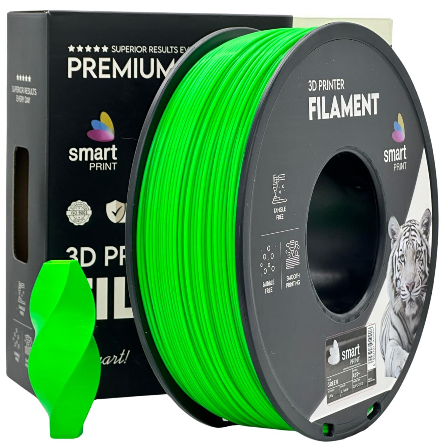Spool of ABS+ green filament, Smart Print, 1.75 mm