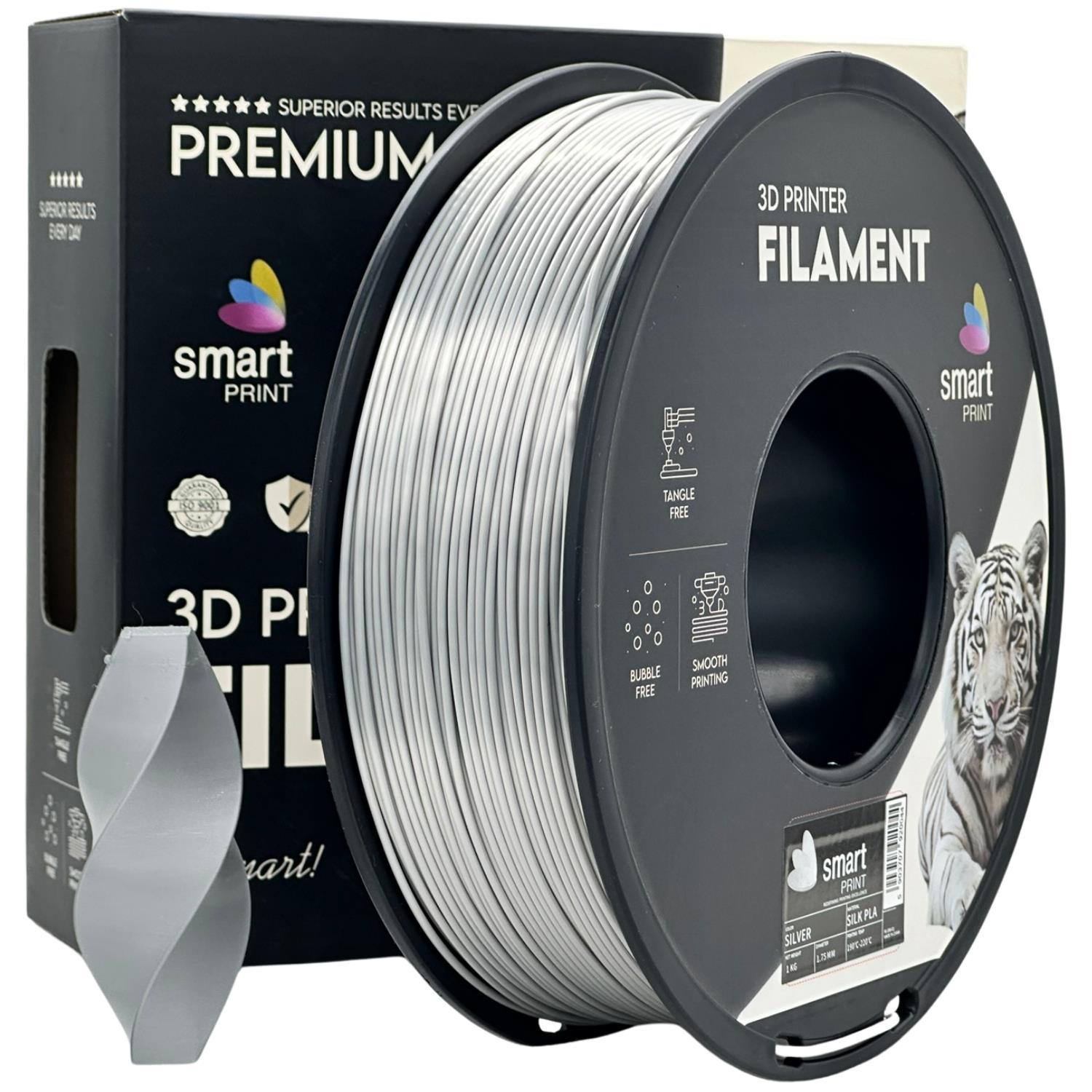 Silk PLA filamenttekercs, ezüst, Smart Print, 1,75 mm